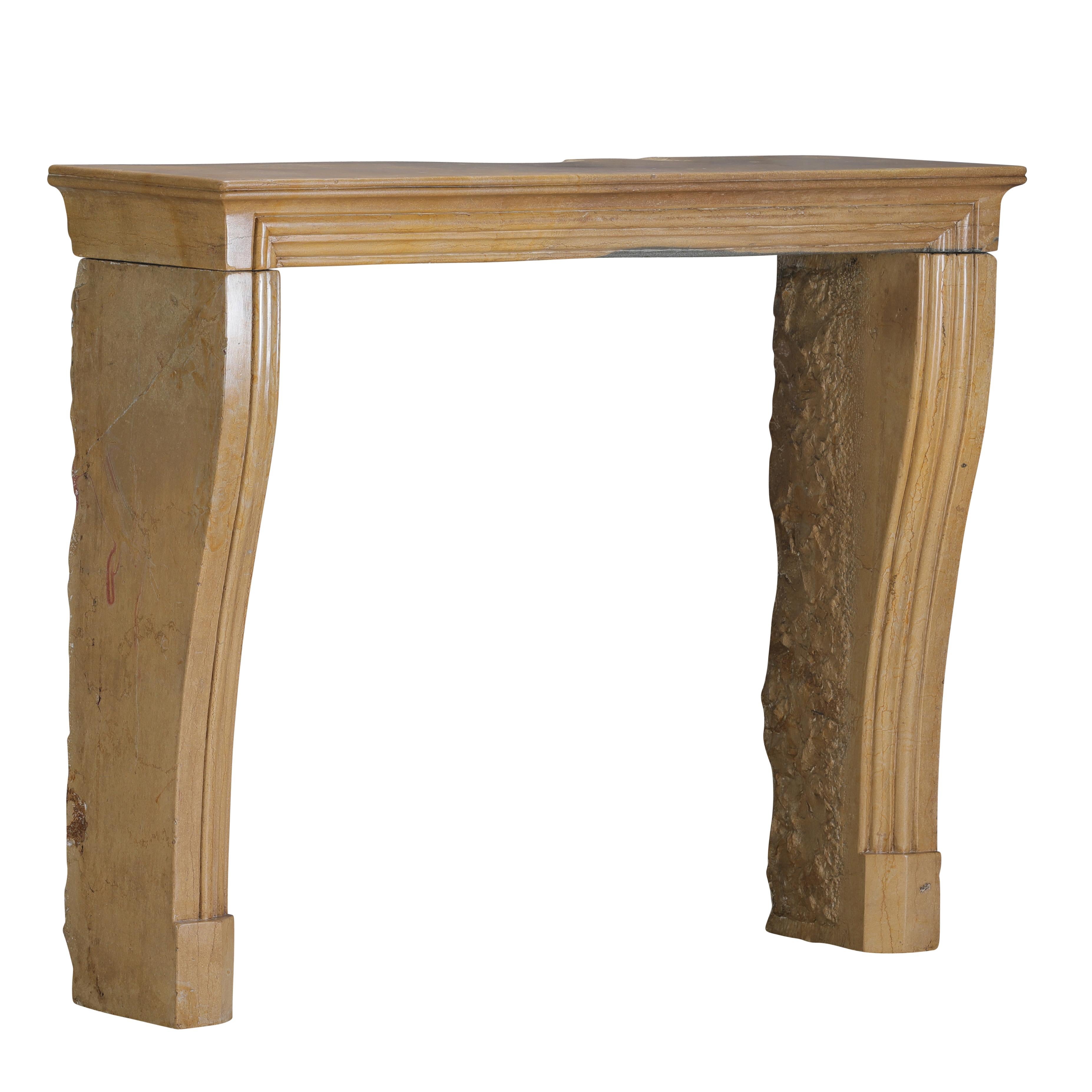 Original Historical Bicolor Stone Fireplace Mantel – Timeless French Design For Sale 6
