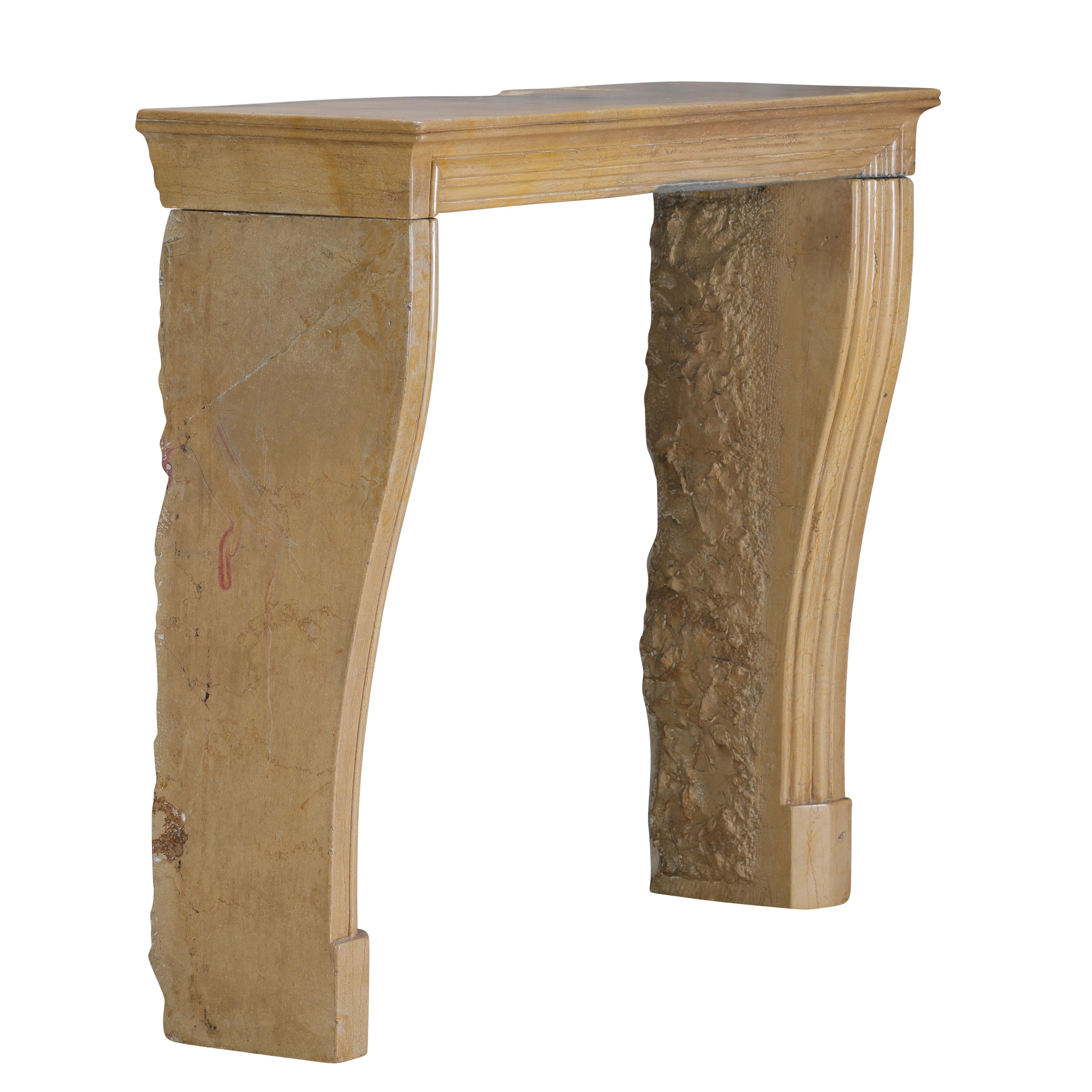 Original Historical Bicolor Stone Fireplace Mantel – Timeless French Design For Sale 7