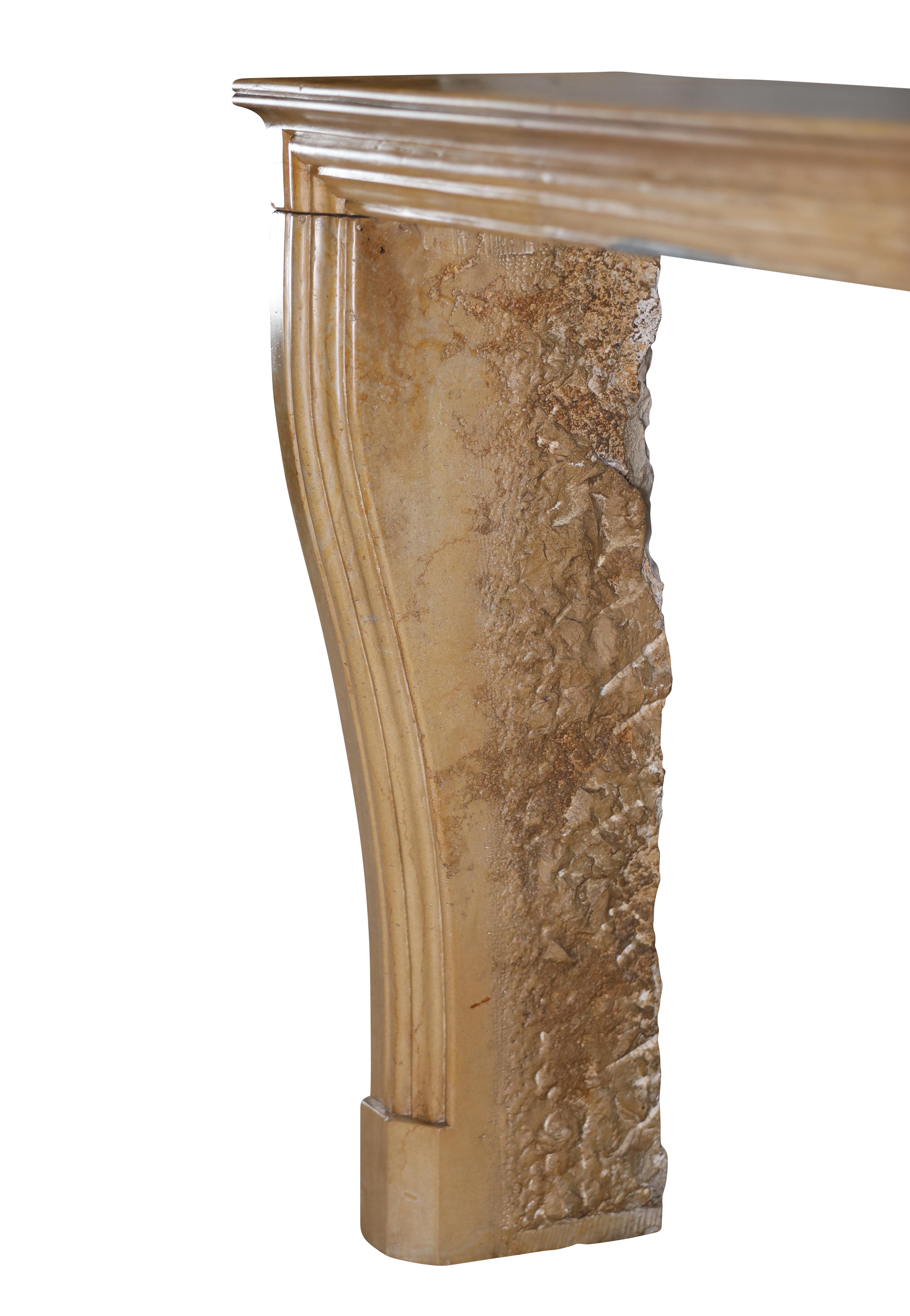 Original Historical Bicolor Stone Fireplace Mantel – Timeless French Design For Sale 12