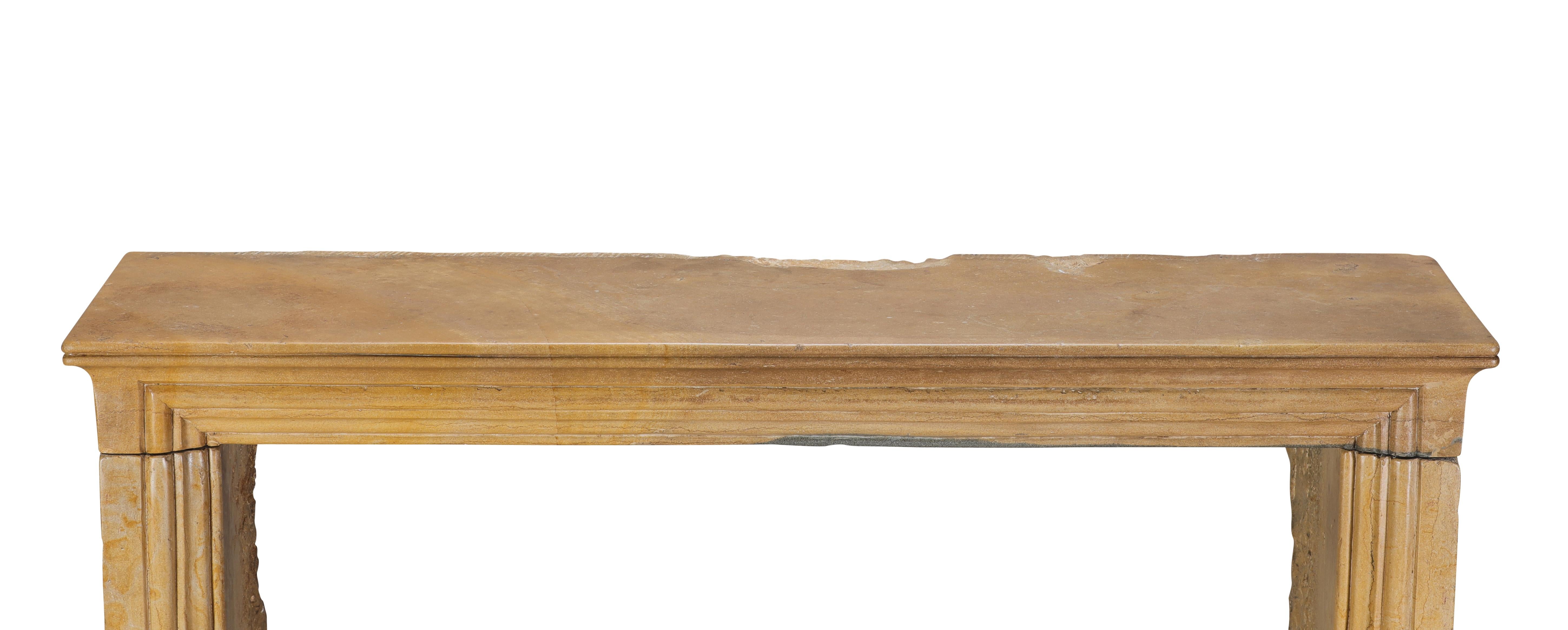 Original Historical Bicolor Stone Fireplace Mantel – Timeless French Design For Sale 14