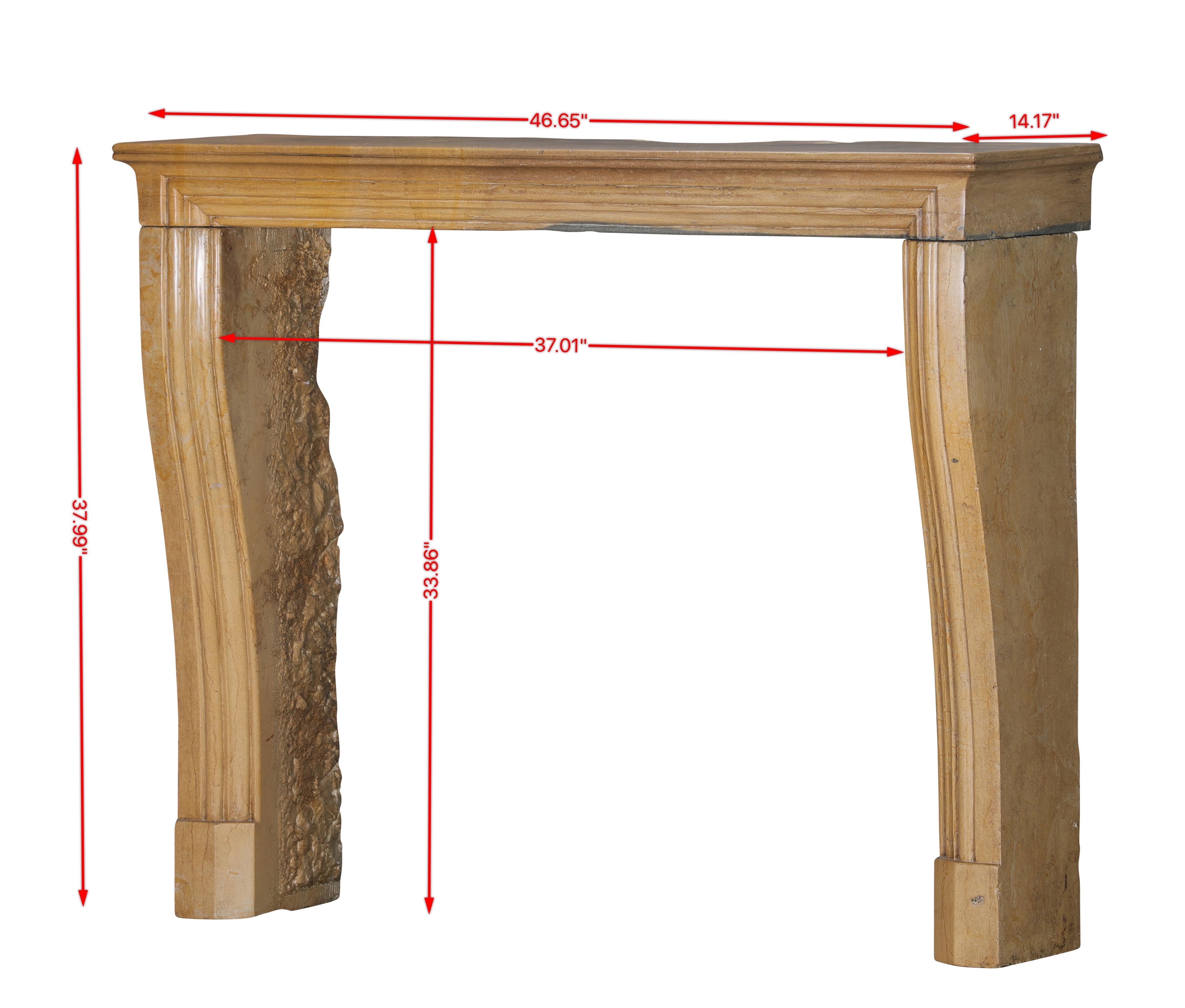 Louis XIV Original Historical Bicolor Stone Fireplace Mantel – Timeless French Design For Sale