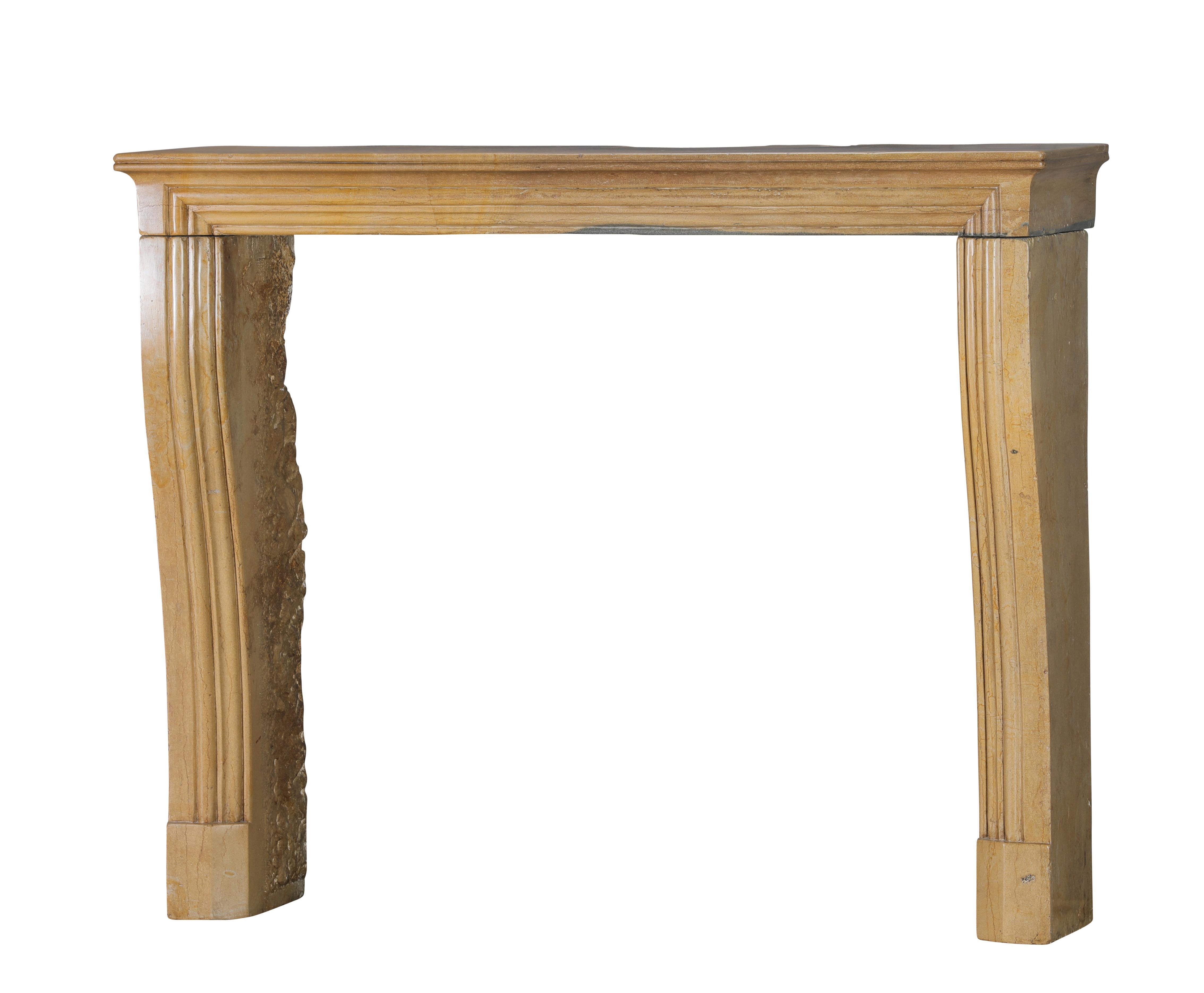 19th Century Original Historical Bicolor Stone Fireplace Mantel – Timeless French Design For Sale