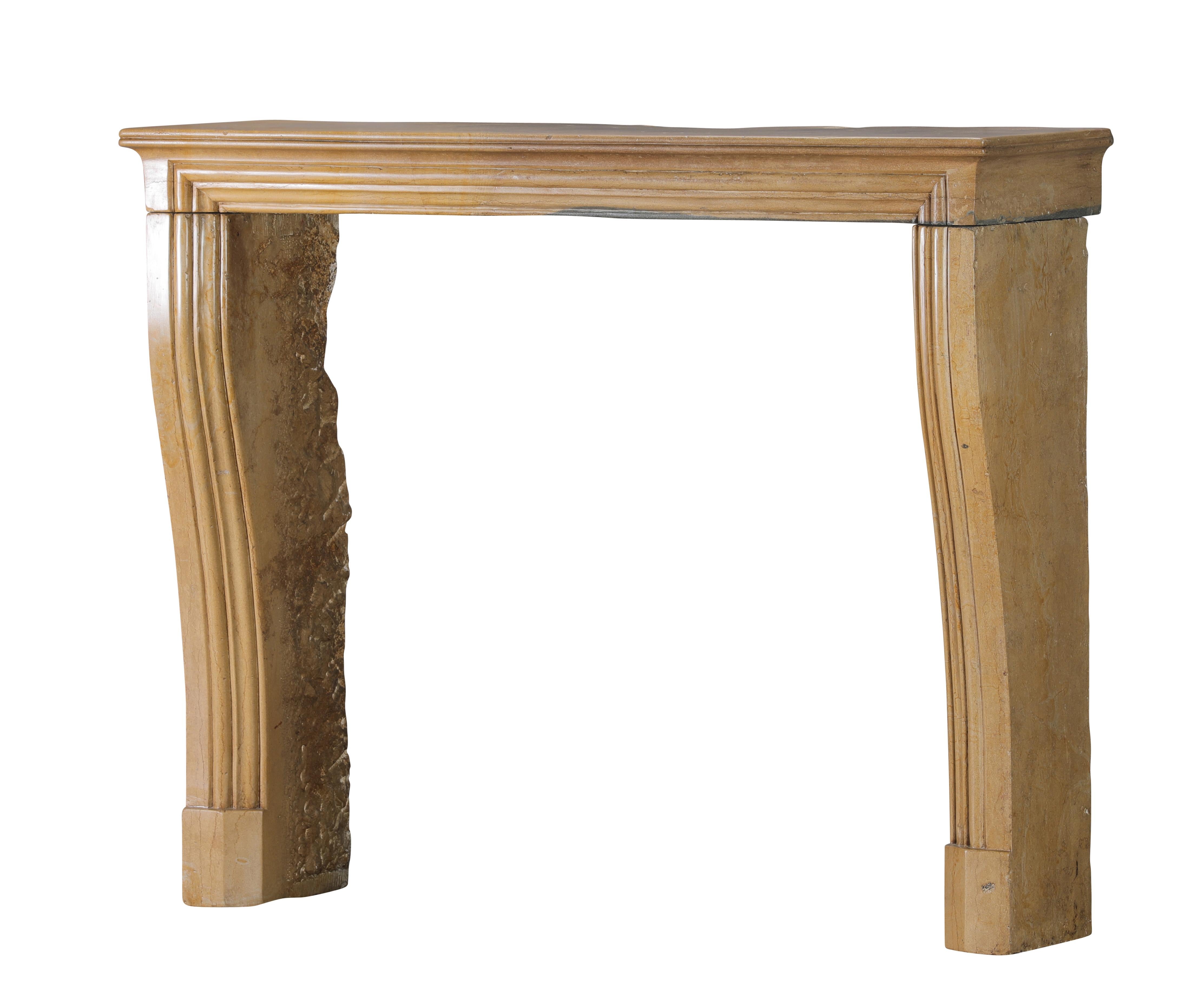 Original Historical Bicolor Stone Fireplace Mantel – Timeless French Design For Sale 1