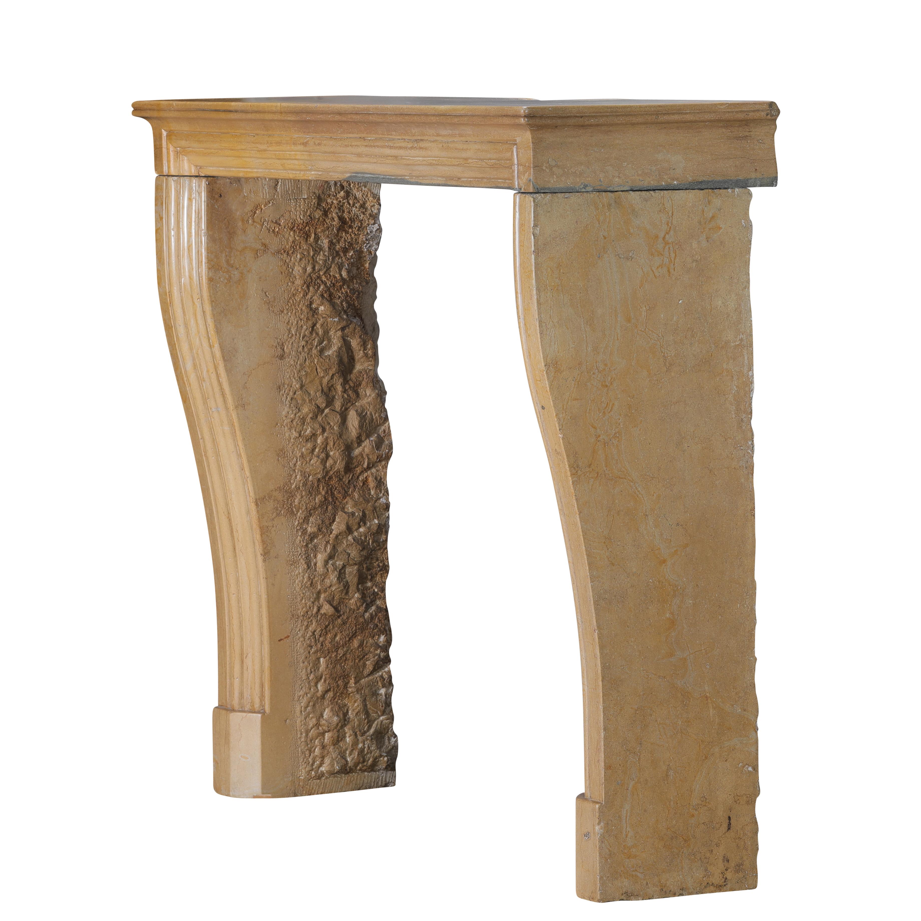 Original Historical Bicolor Stone Fireplace Mantel – Timeless French Design For Sale 2