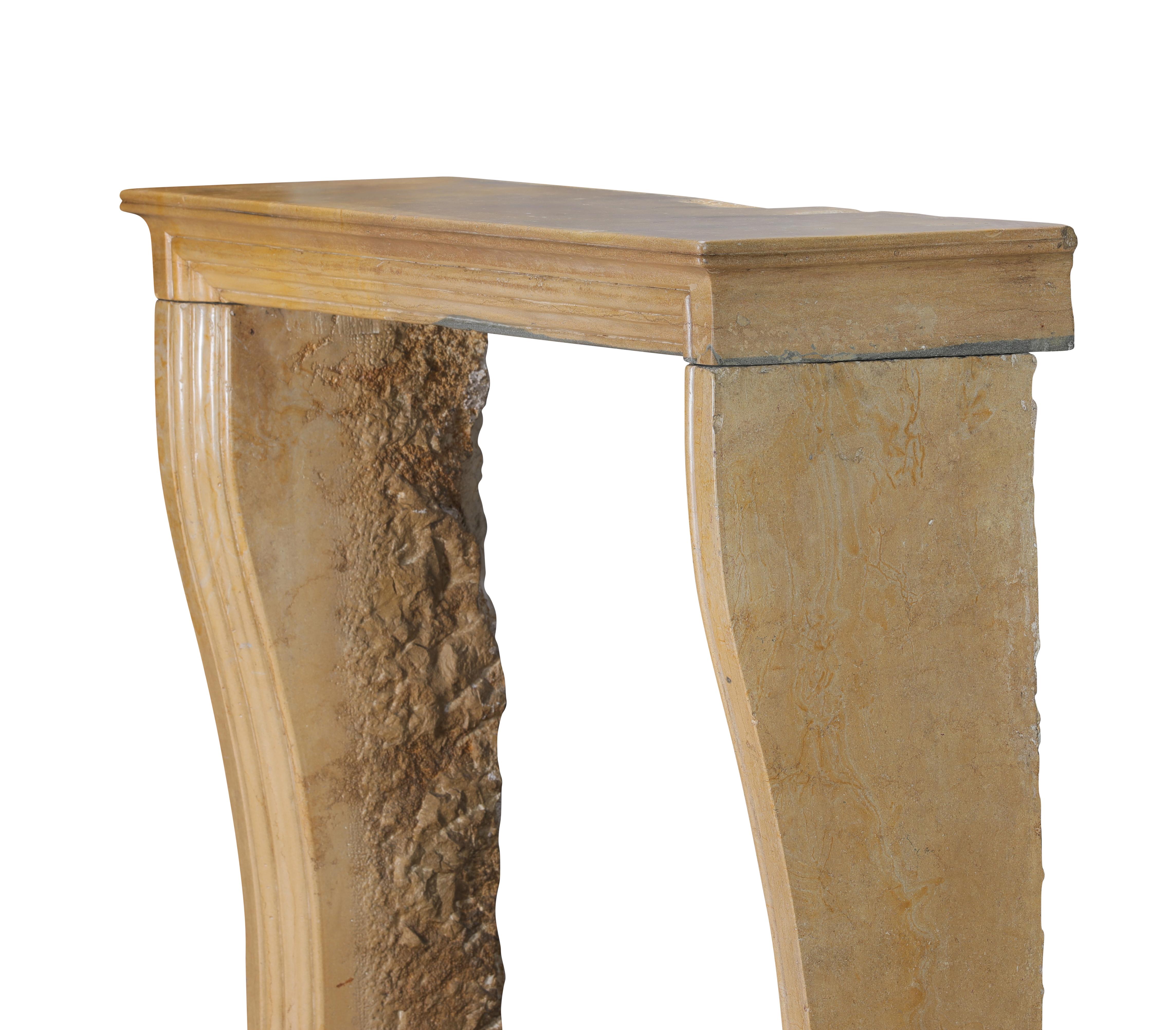 Original Historical Bicolor Stone Fireplace Mantel – Timeless French Design For Sale 3