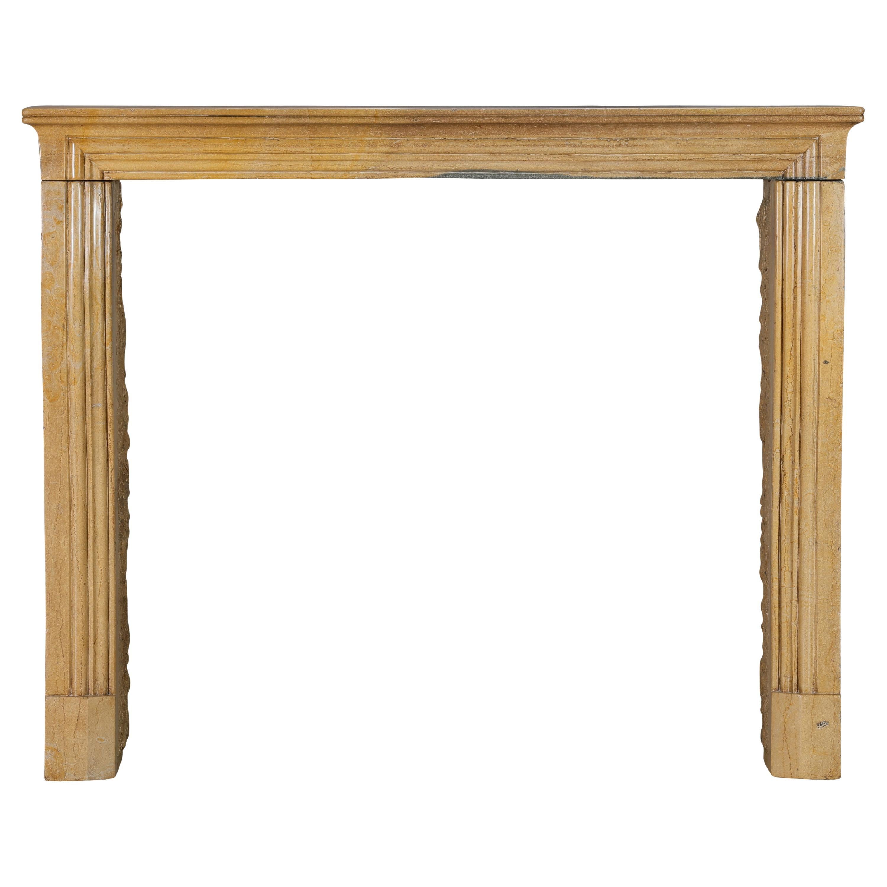 Original Historical Bicolor Stone Fireplace Mantel – Timeless French Design For Sale