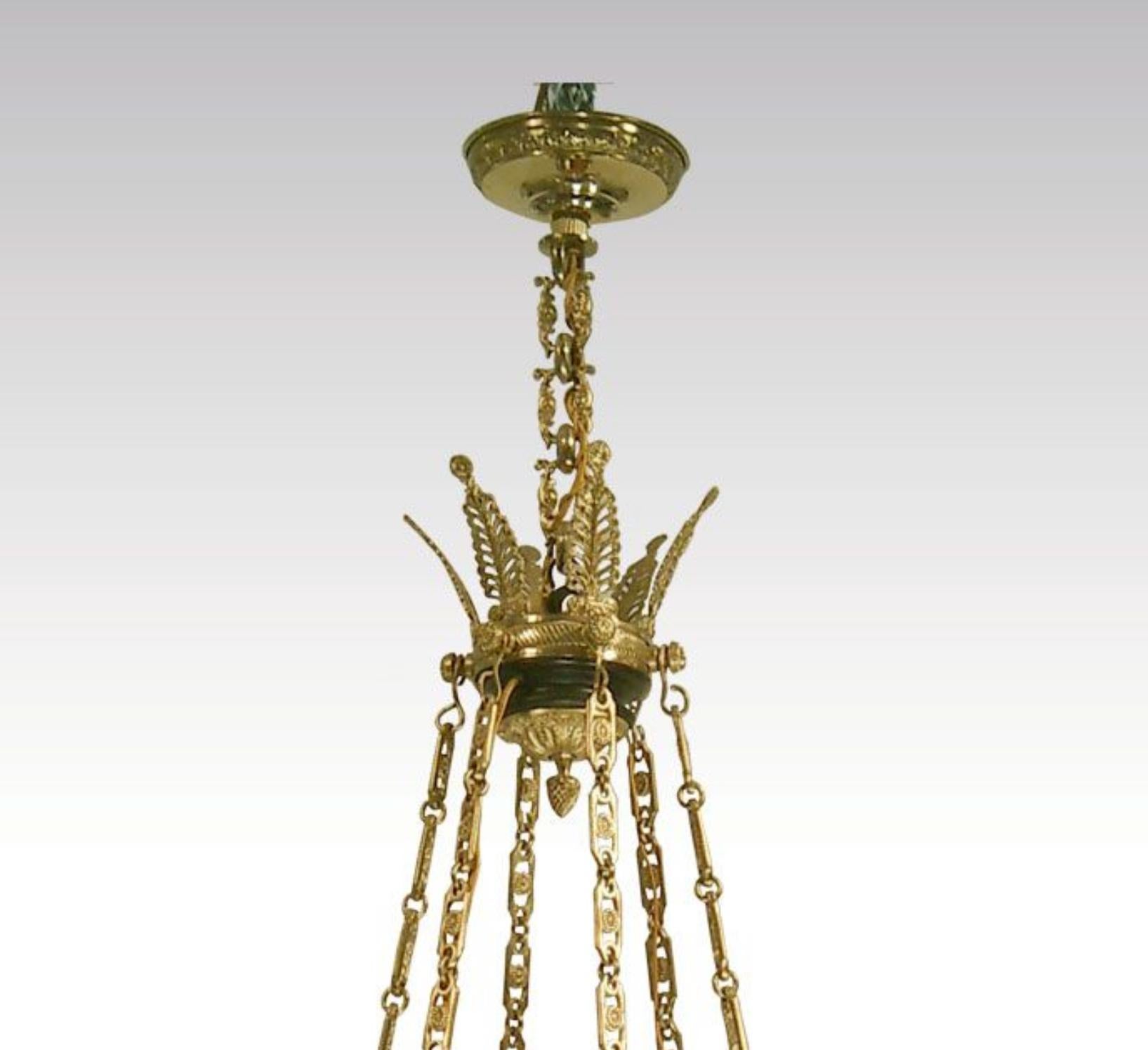Austrian Original Historistic Empire Chandelier 20th Century 1920, Six Flames, Restored For Sale