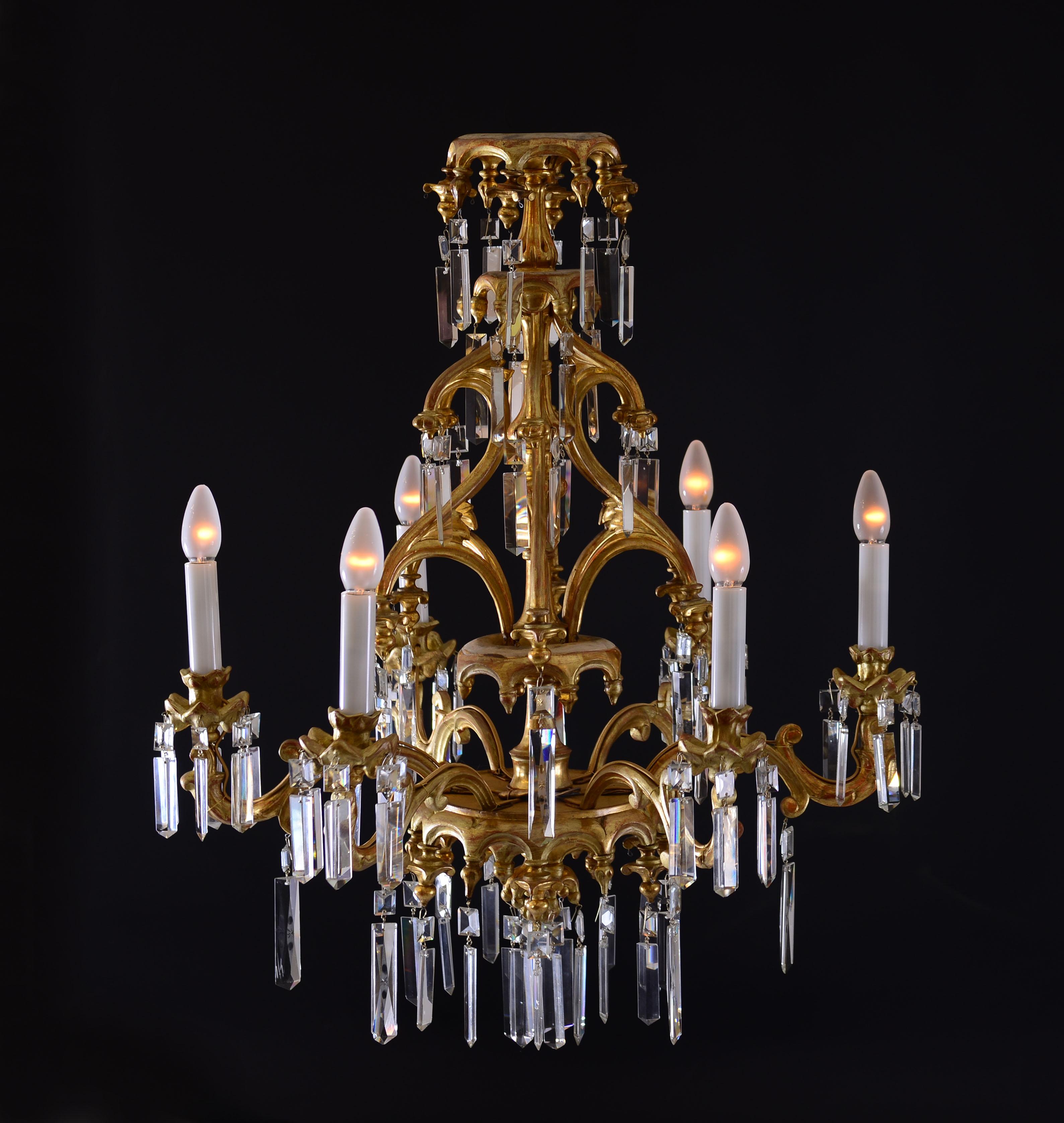 Historistic chandelier Gothic style of Laxenburg so called after the Franzensburg near 
