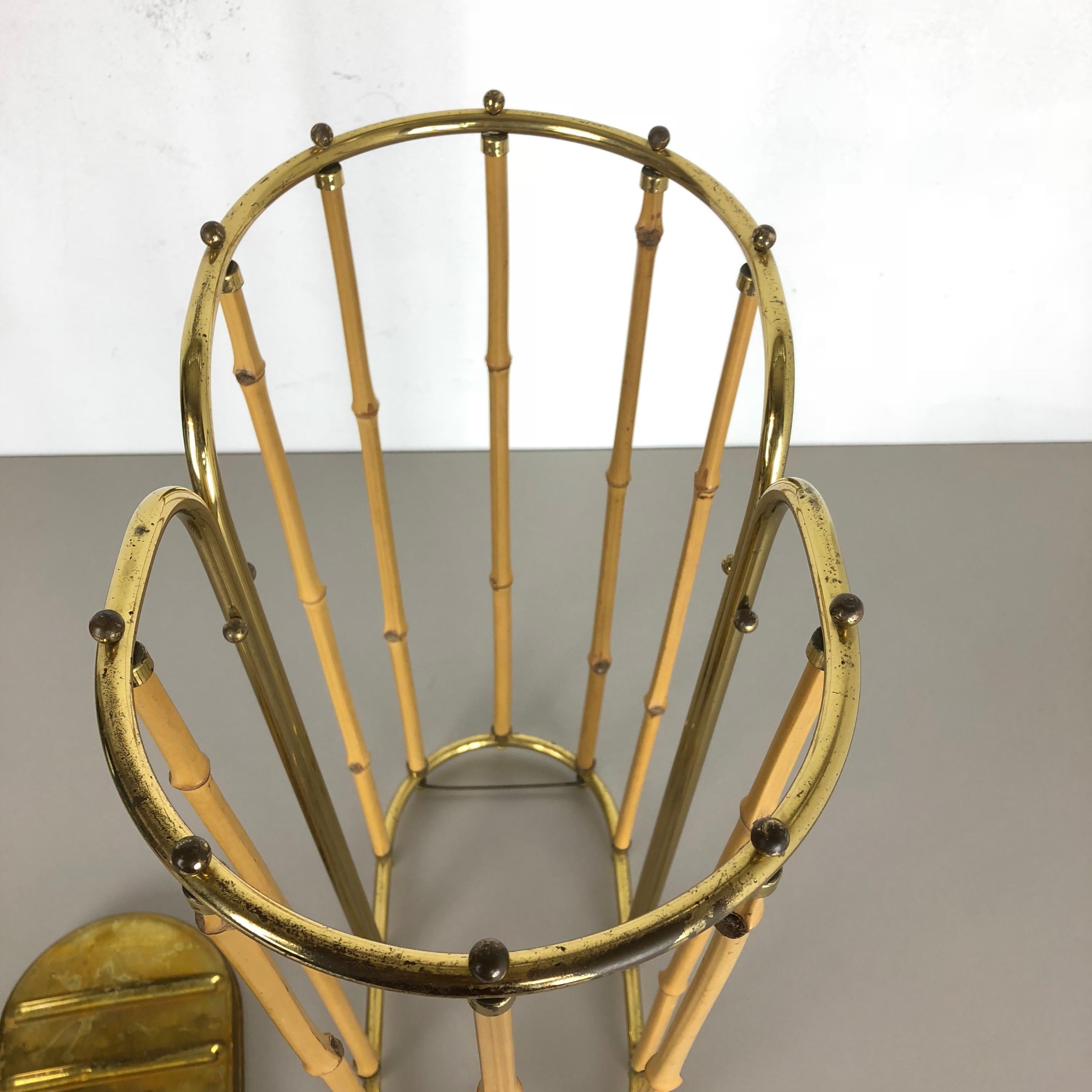 Original Hollywood Regency Bauhaus Brass Bamboo Umbrella Stand, Austria, 1960s 6