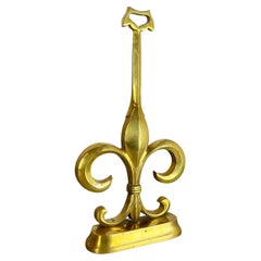 Original Hollywood Regency Brass „French Lily“ Door Stopper Object, France 1970s