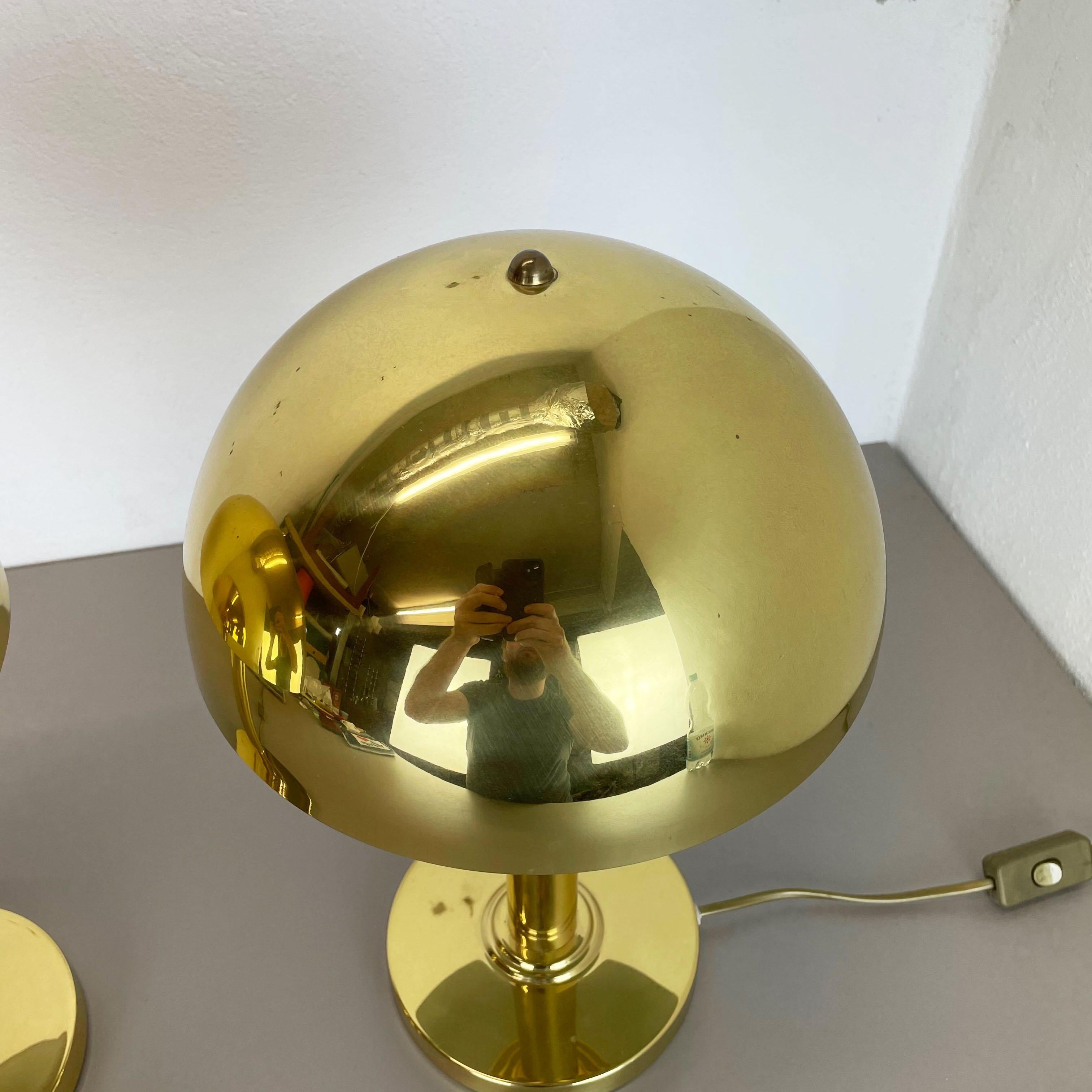 set of 2 Hollywood Regency Mushroom Brass Sputnik Table Light, Italy, 1980s 6