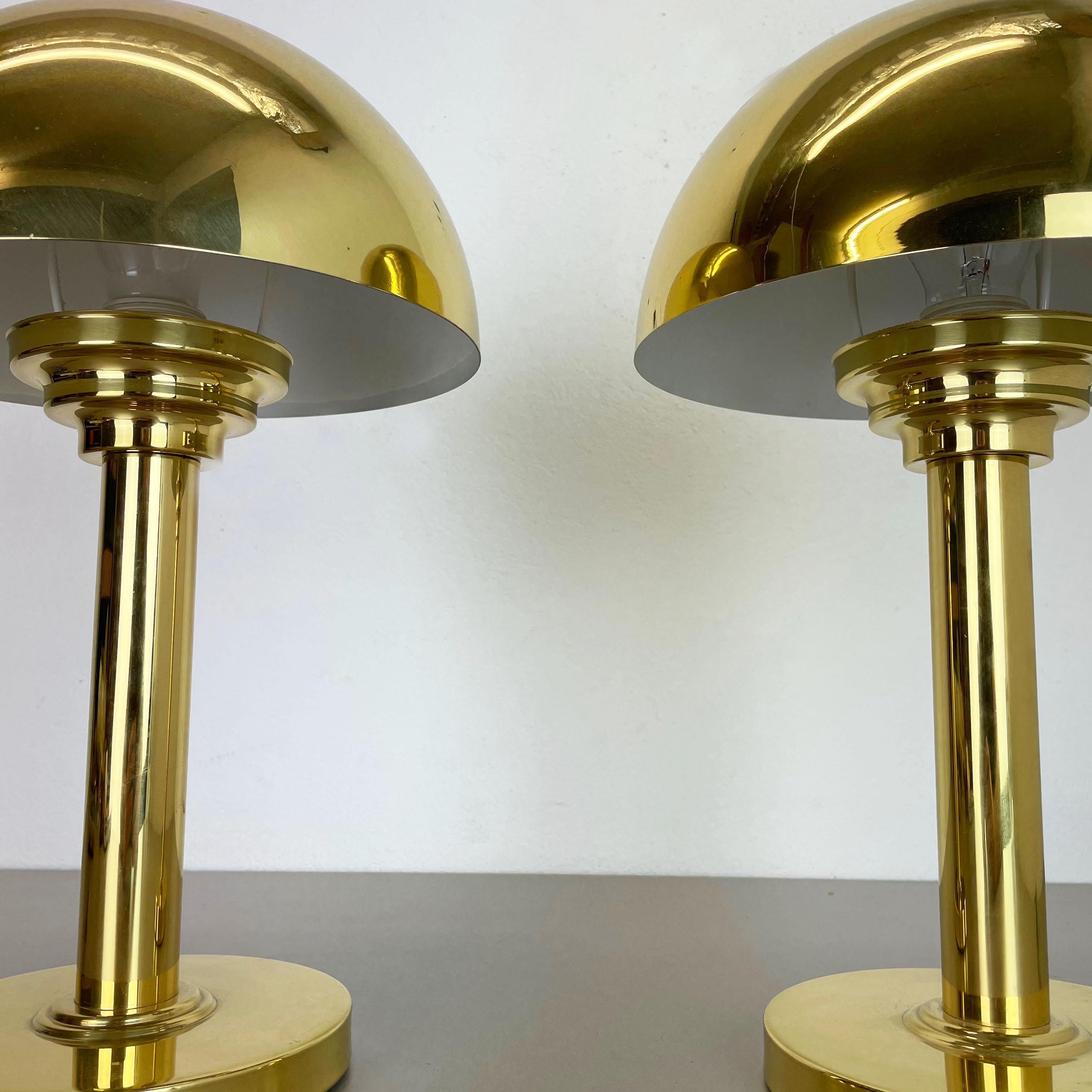 set of 2 Hollywood Regency Mushroom Brass Sputnik Table Light, Italy, 1980s 8