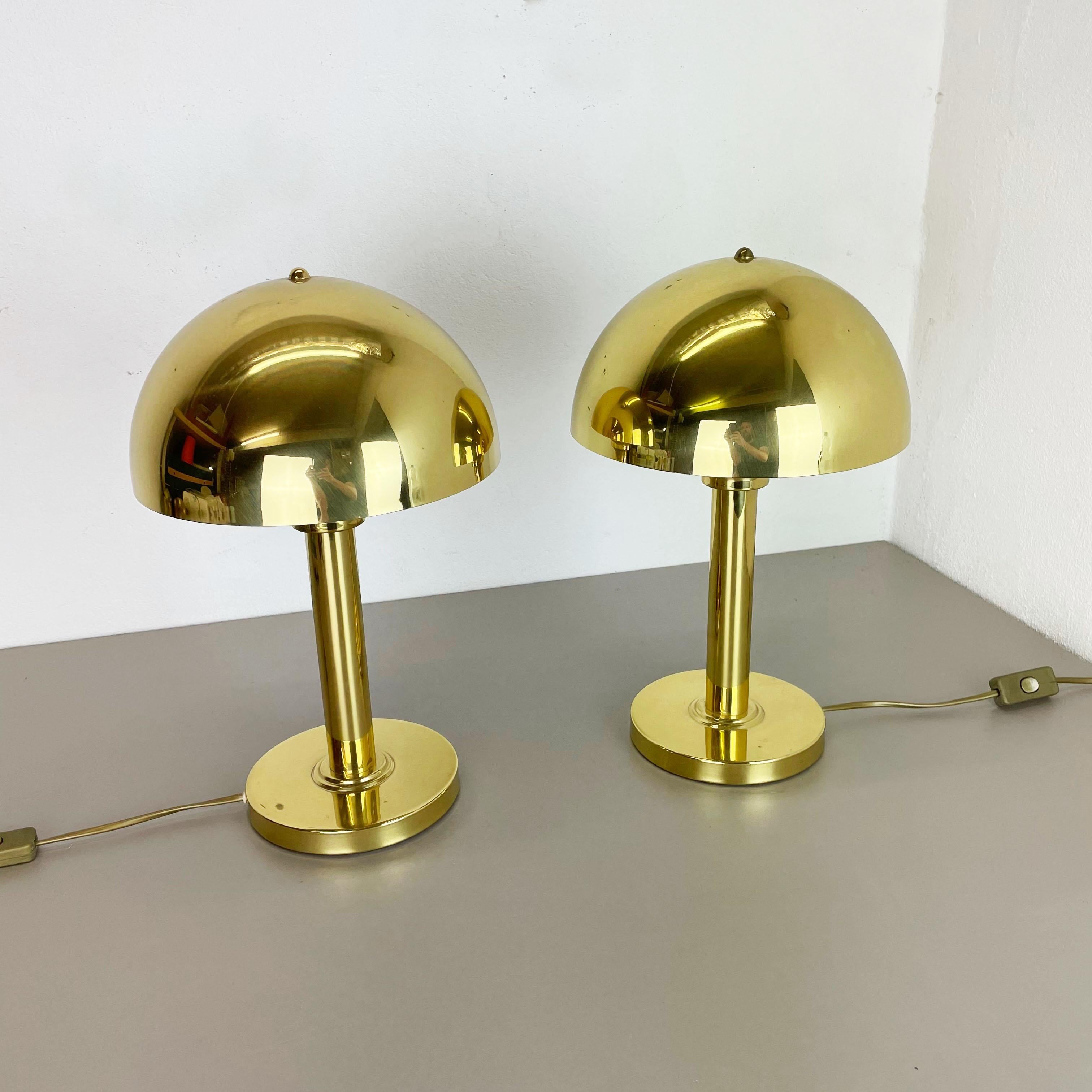 Italian set of 2 Hollywood Regency Mushroom Brass Sputnik Table Light, Italy, 1980s