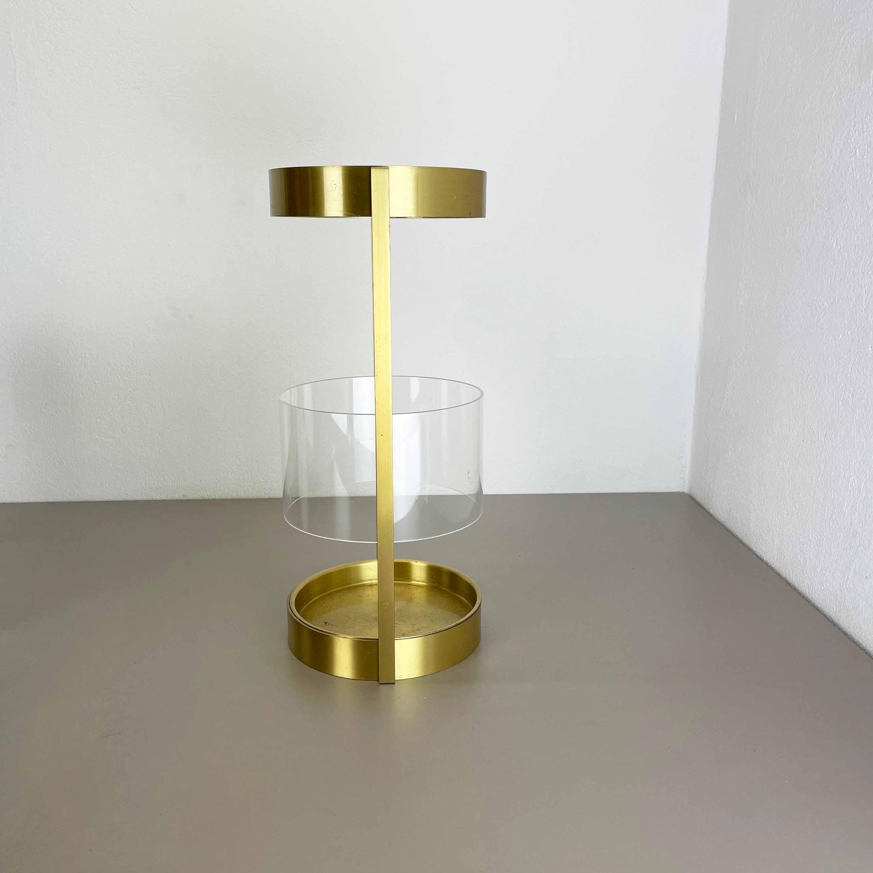 Original Hollywood Regency Solid Brass Acryl Glass Umbrella Stand, Italy, 1970s For Sale 12