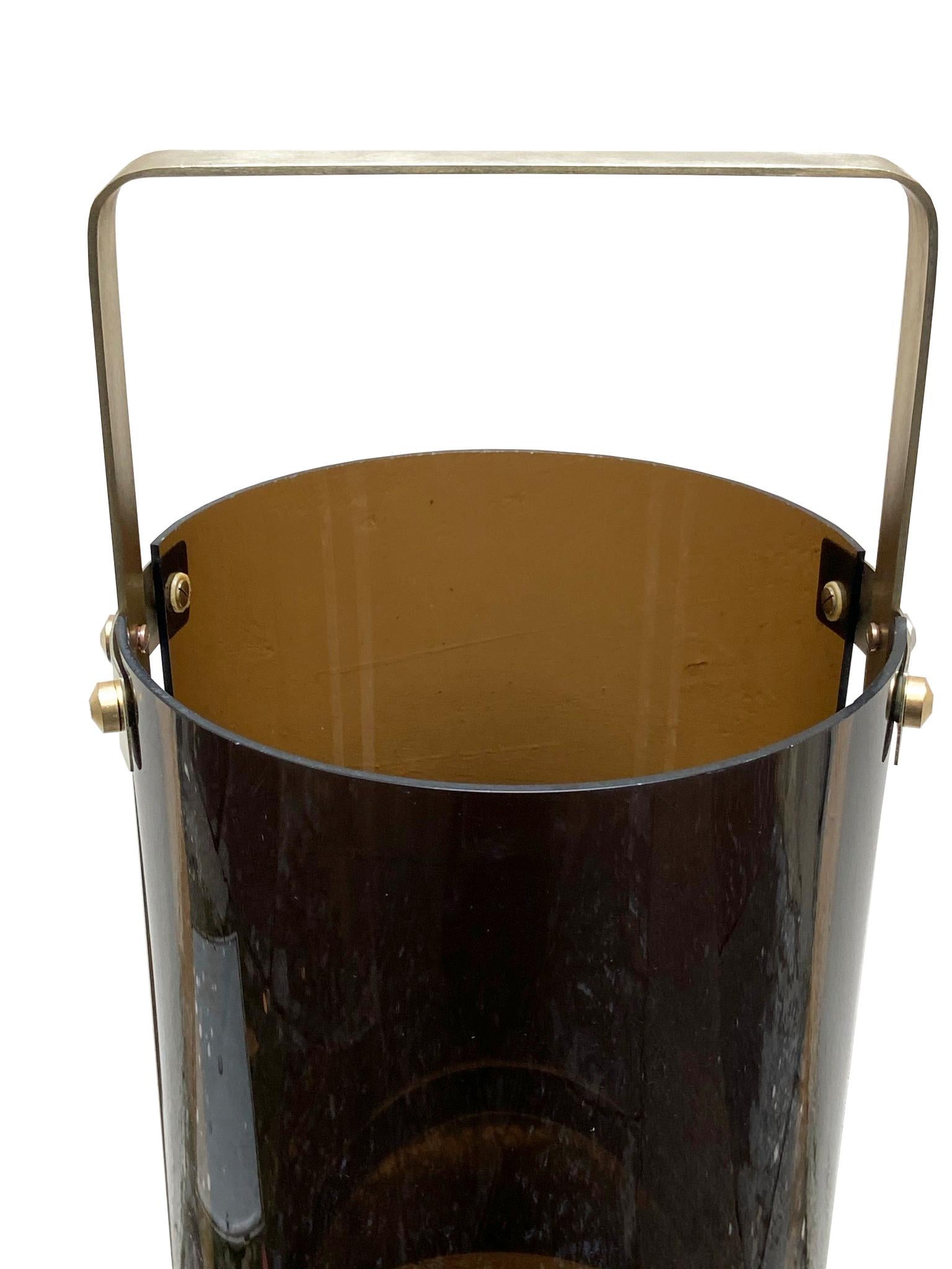 Original Hollywood Regency Solid Brass Acryl Glass Umbrella Stand, Italy, 1970s In Good Condition In Naples, IT