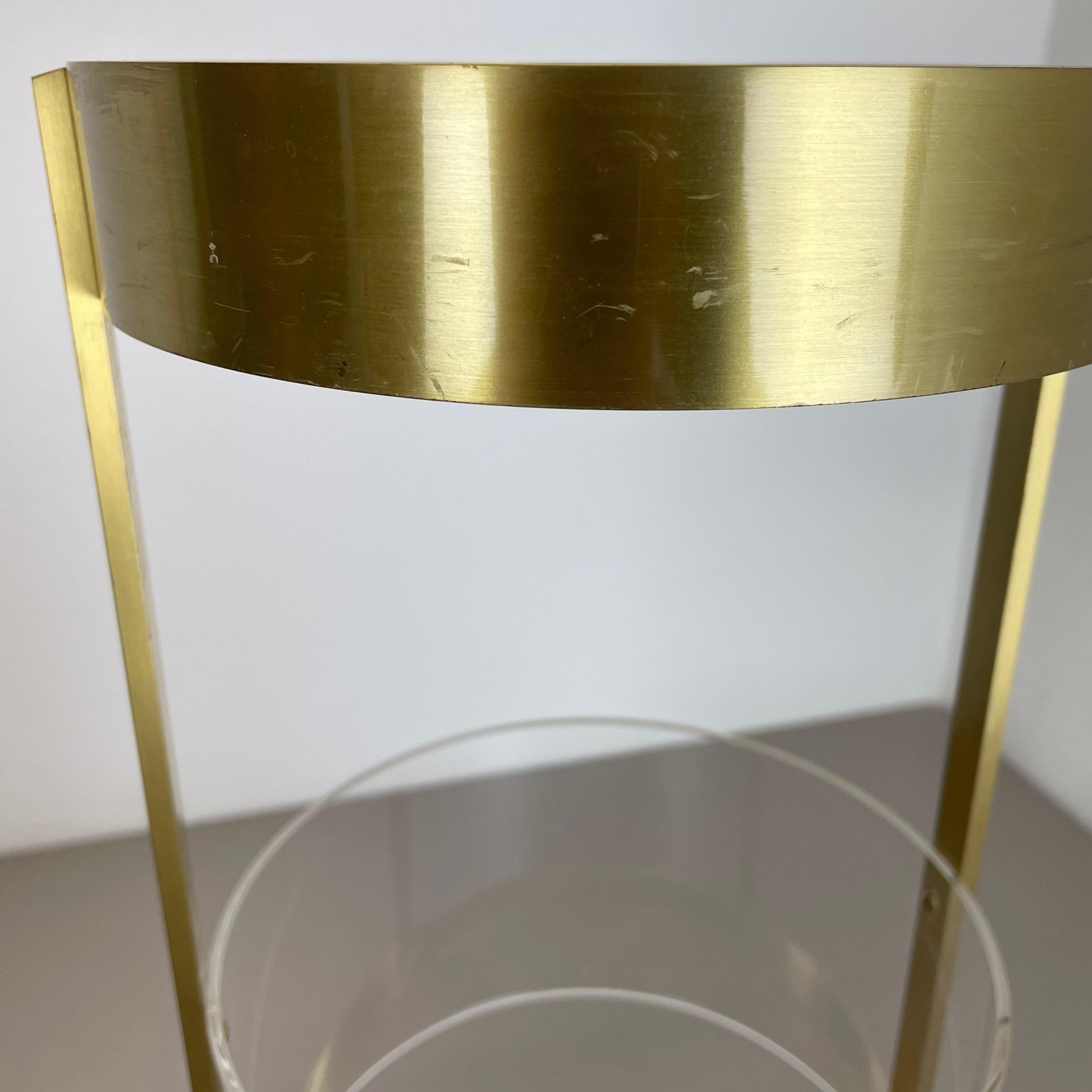 Original Hollywood Regency Solid Brass Acryl Glass Umbrella Stand, Italy, 1970s For Sale 3