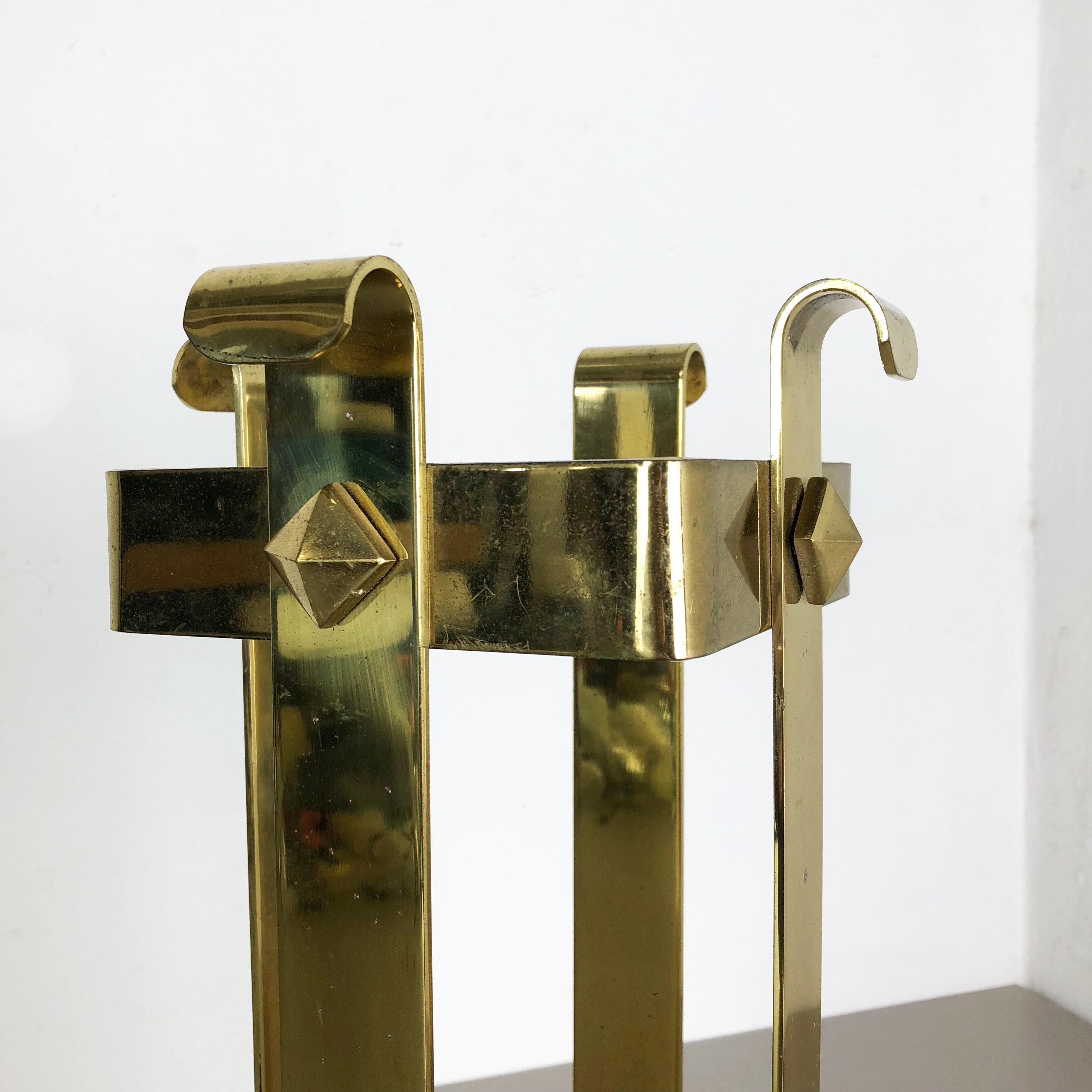 Original Hollywood Regency Solid Brass Umbrella Stand, Italy, 1970s 5