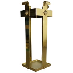Original Hollywood Regency Solid Brass Umbrella Stand, Italy, 1970s No. 2