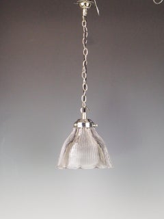 Original Holophane Pendant Ceiling Light – Vintage Industrial Glass Shade