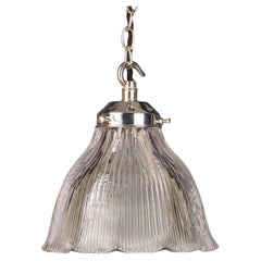 Original Holophane Pendant Ceiling Light – Vintage Industrial Glass Shade