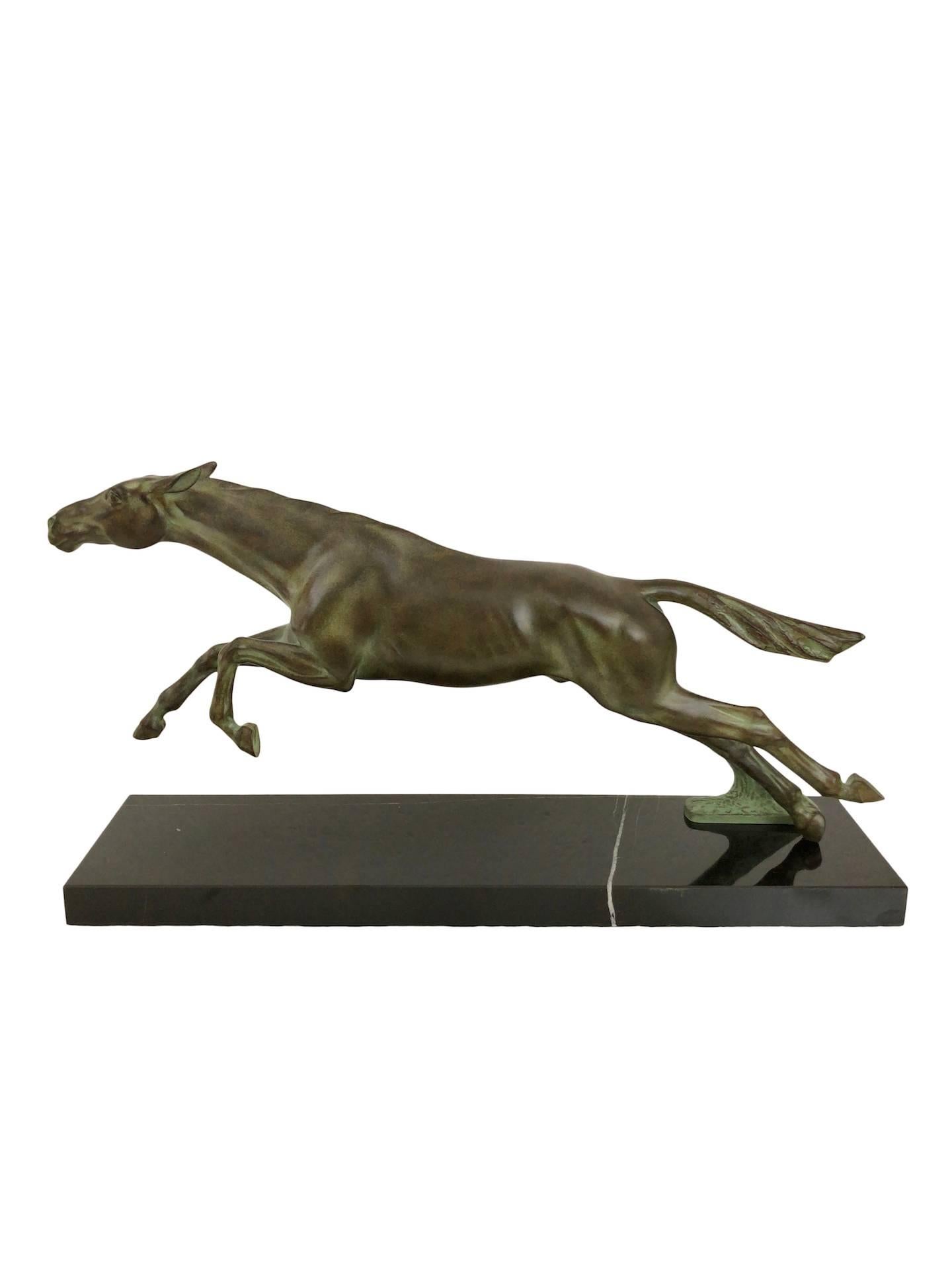 French Original Horse Sculpture Fougue by Max Le Verrier