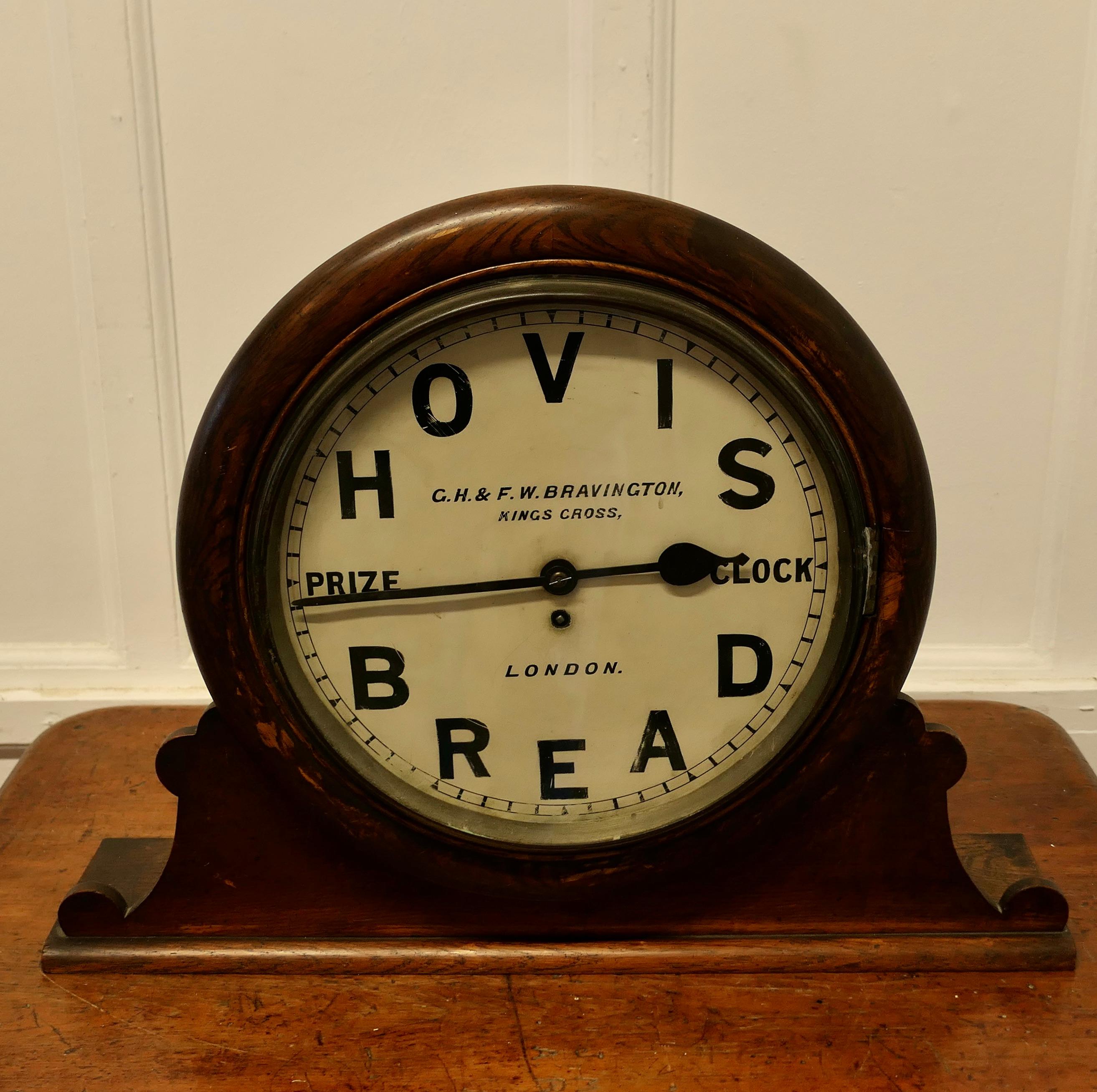 Late Victorian Original HOVIS Prize Clock by G.H.& F.W. Bravington London    For Sale