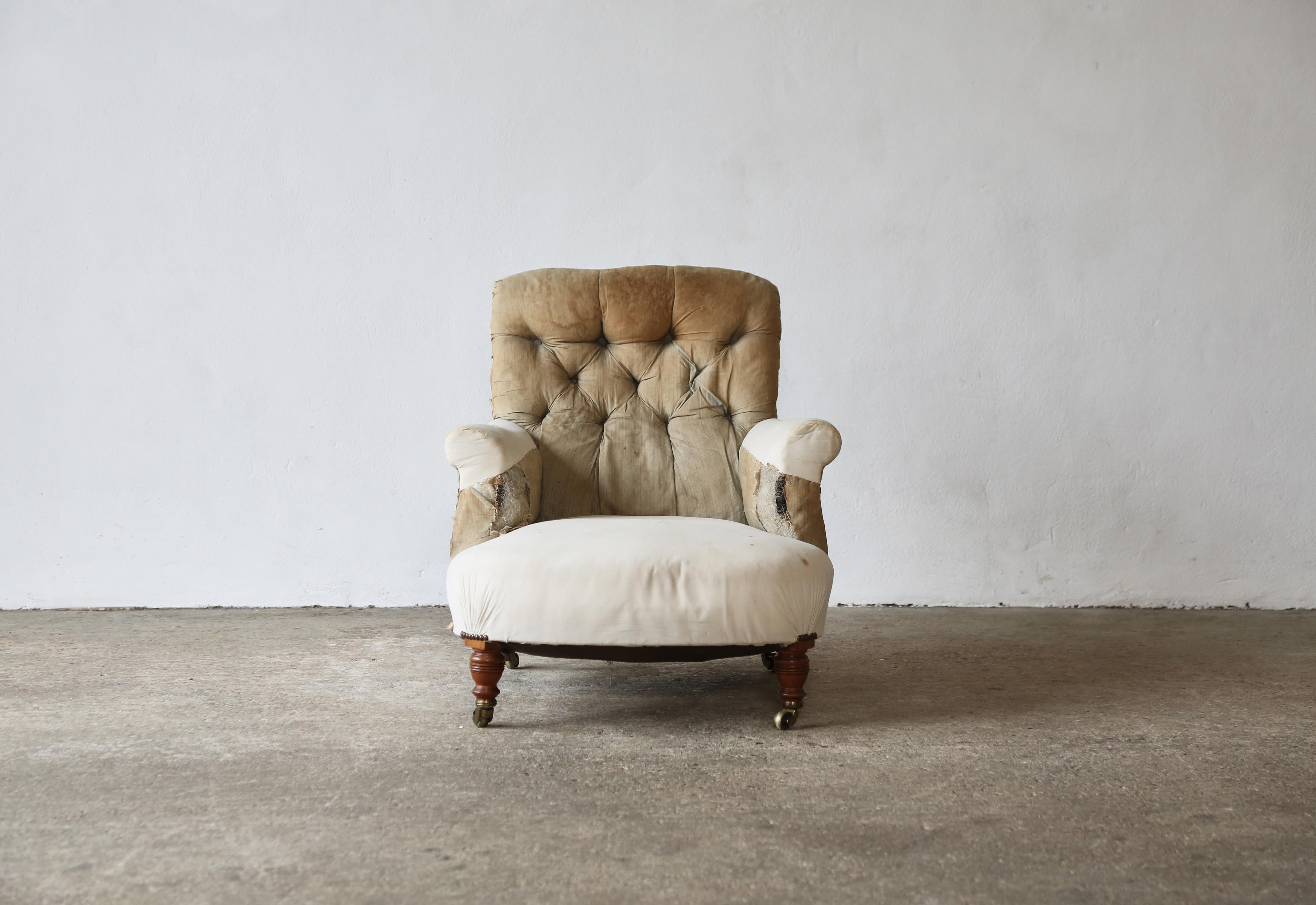 Late Victorian Original Howard and Sons Armchair, England, 19th Century For Sale
