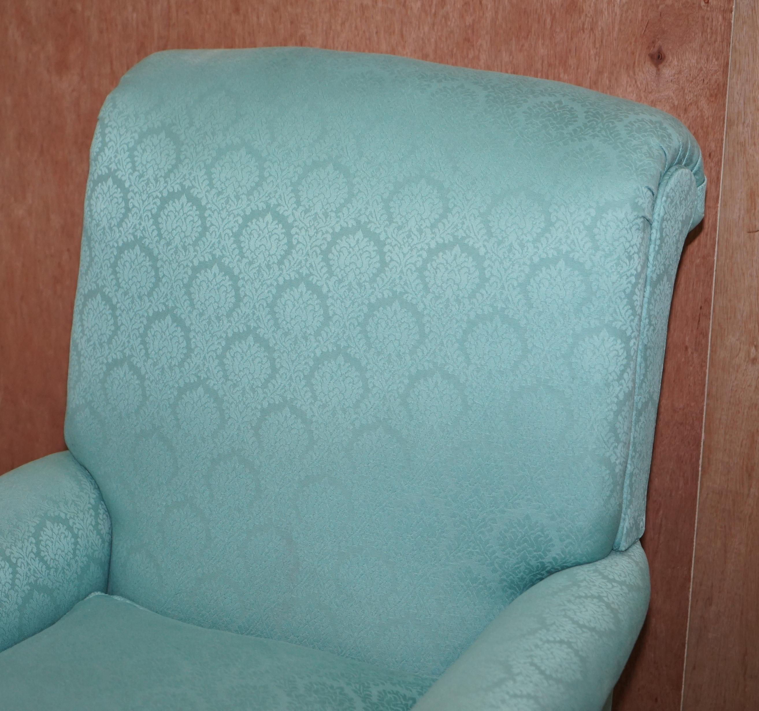 Upholstery Original Howard & Sons Berners Street Fully Stamped Victorian Club Armchair For Sale