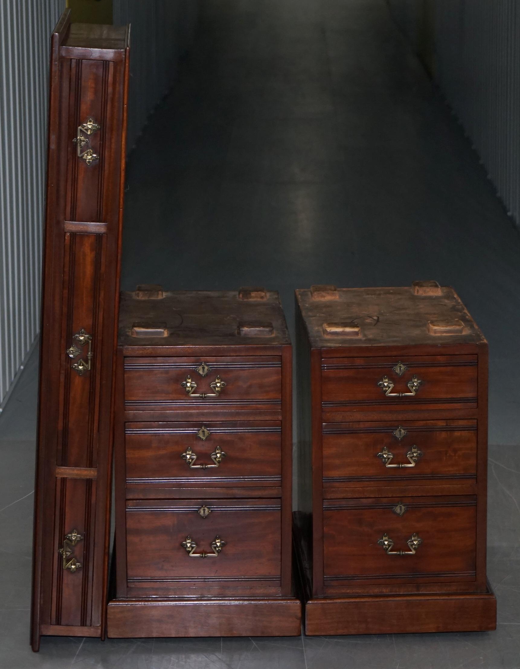 Original Howard & Son's Victorian Twin Pedestal Partner Desk Brown Leather Top 11