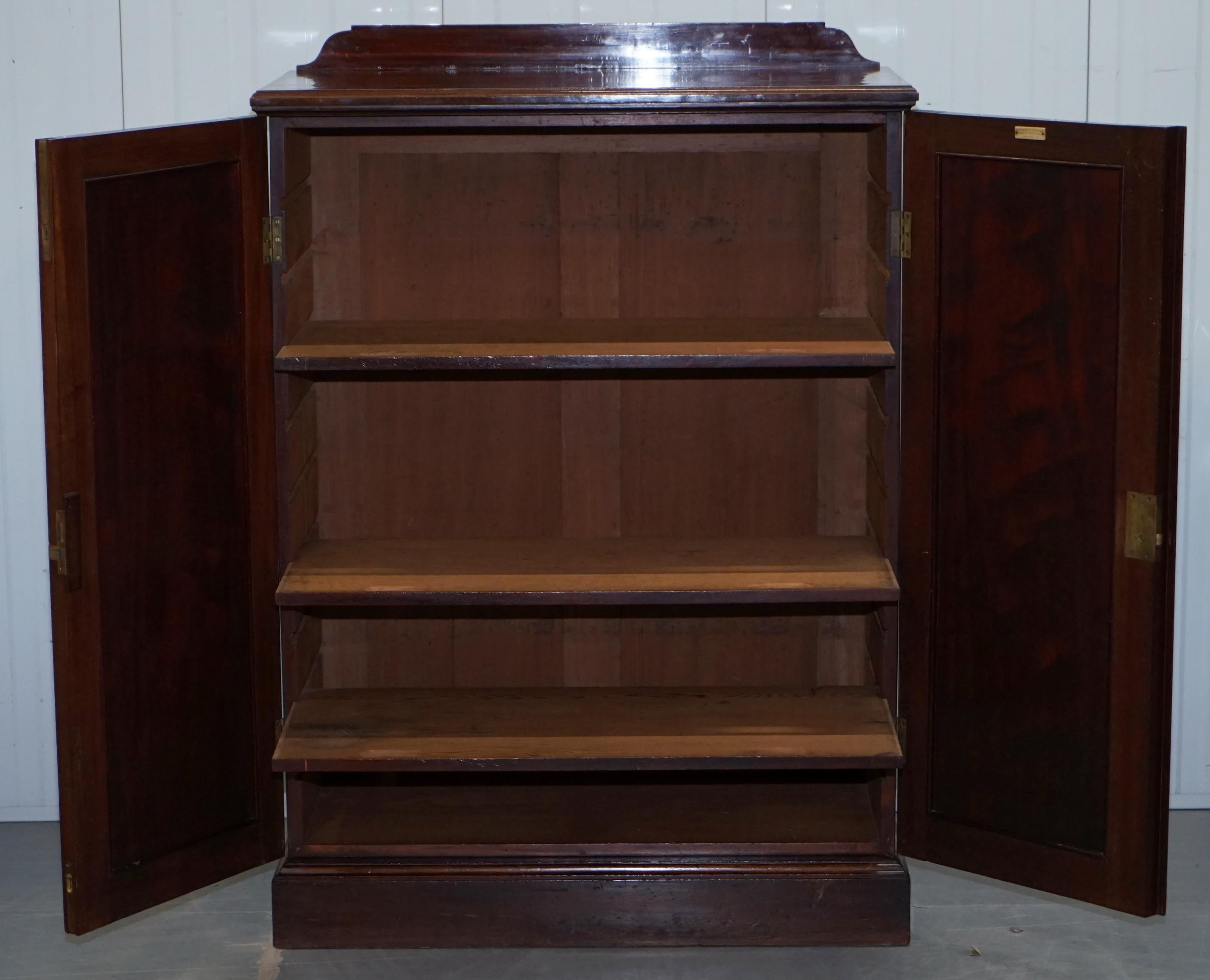 Original Howard & Sons Walnut Victorian Gentleman's Cupboard Sliding Shelves 5