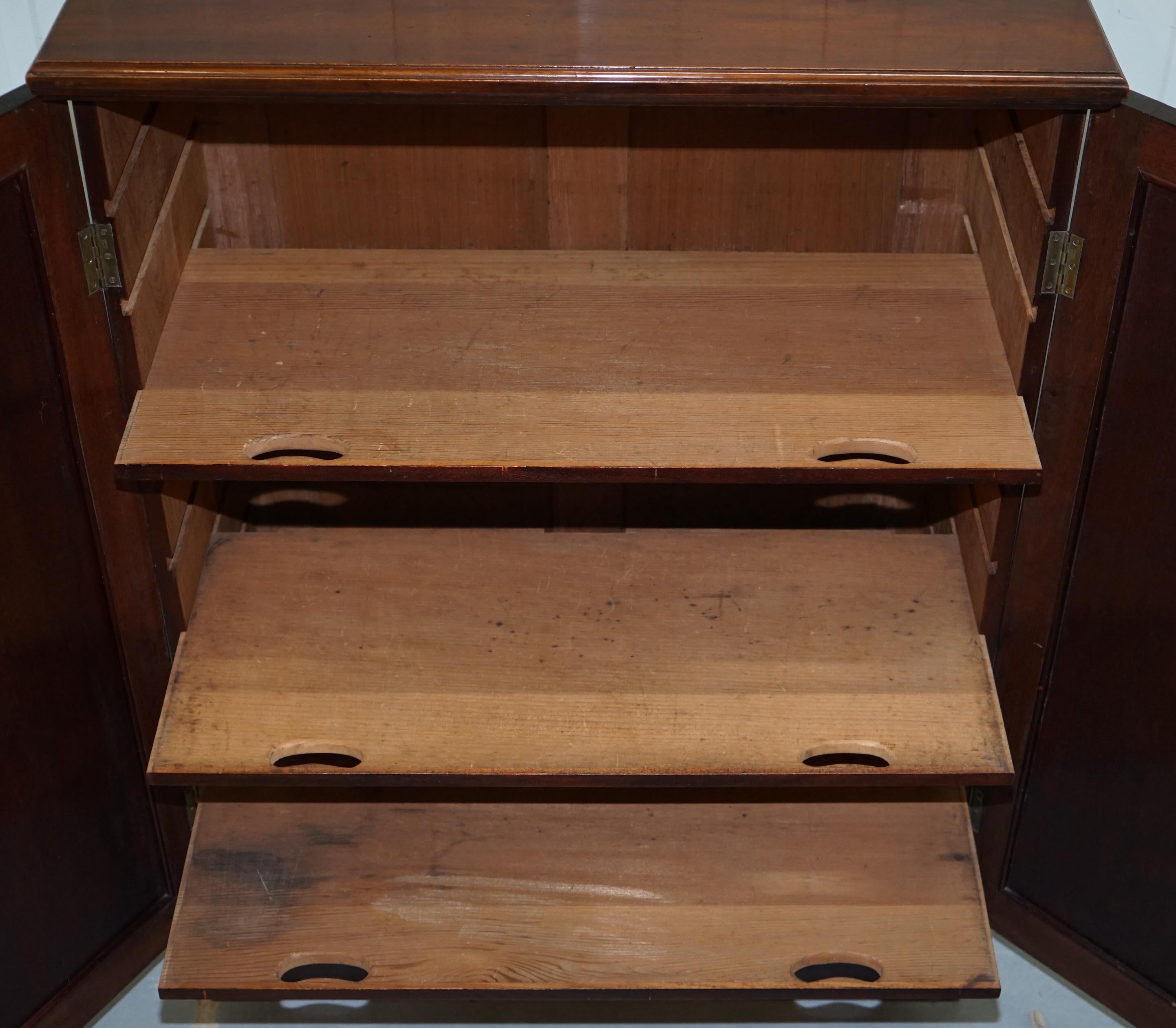 Original Howard & Sons Walnut Victorian Gentleman's Cupboard Sliding Shelves 7