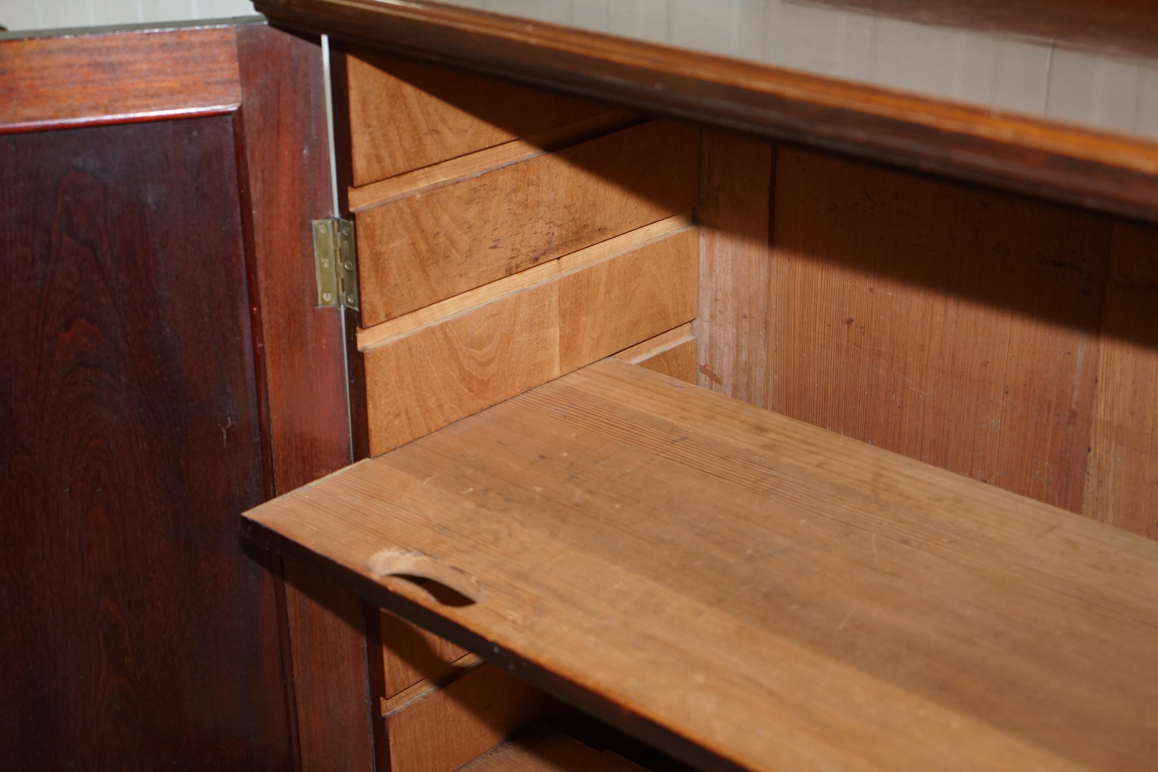 Original Howard & Sons Walnut Victorian Gentleman's Cupboard Sliding Shelves 8