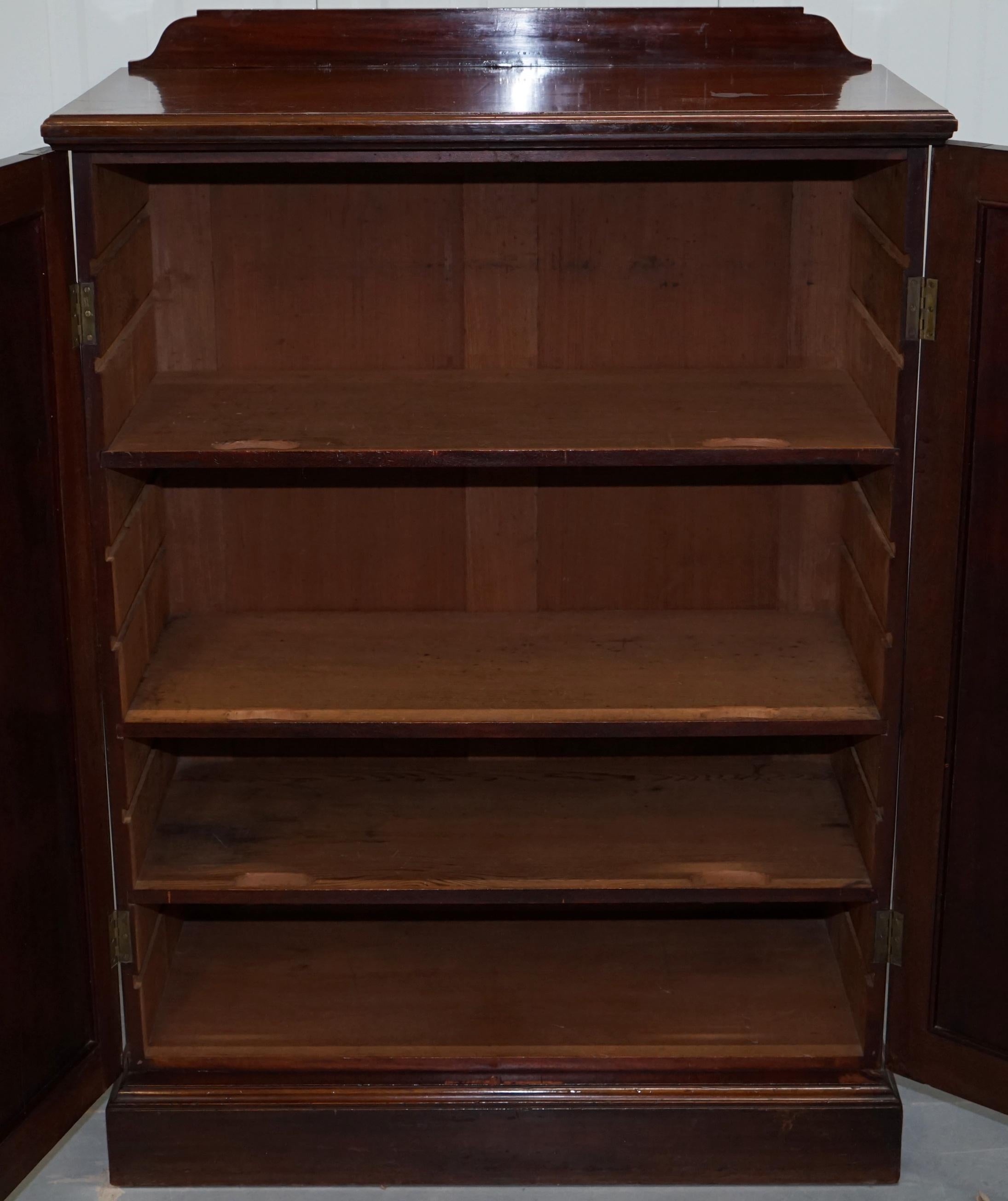 Original Howard & Sons Walnut Victorian Gentleman's Cupboard Sliding Shelves 9