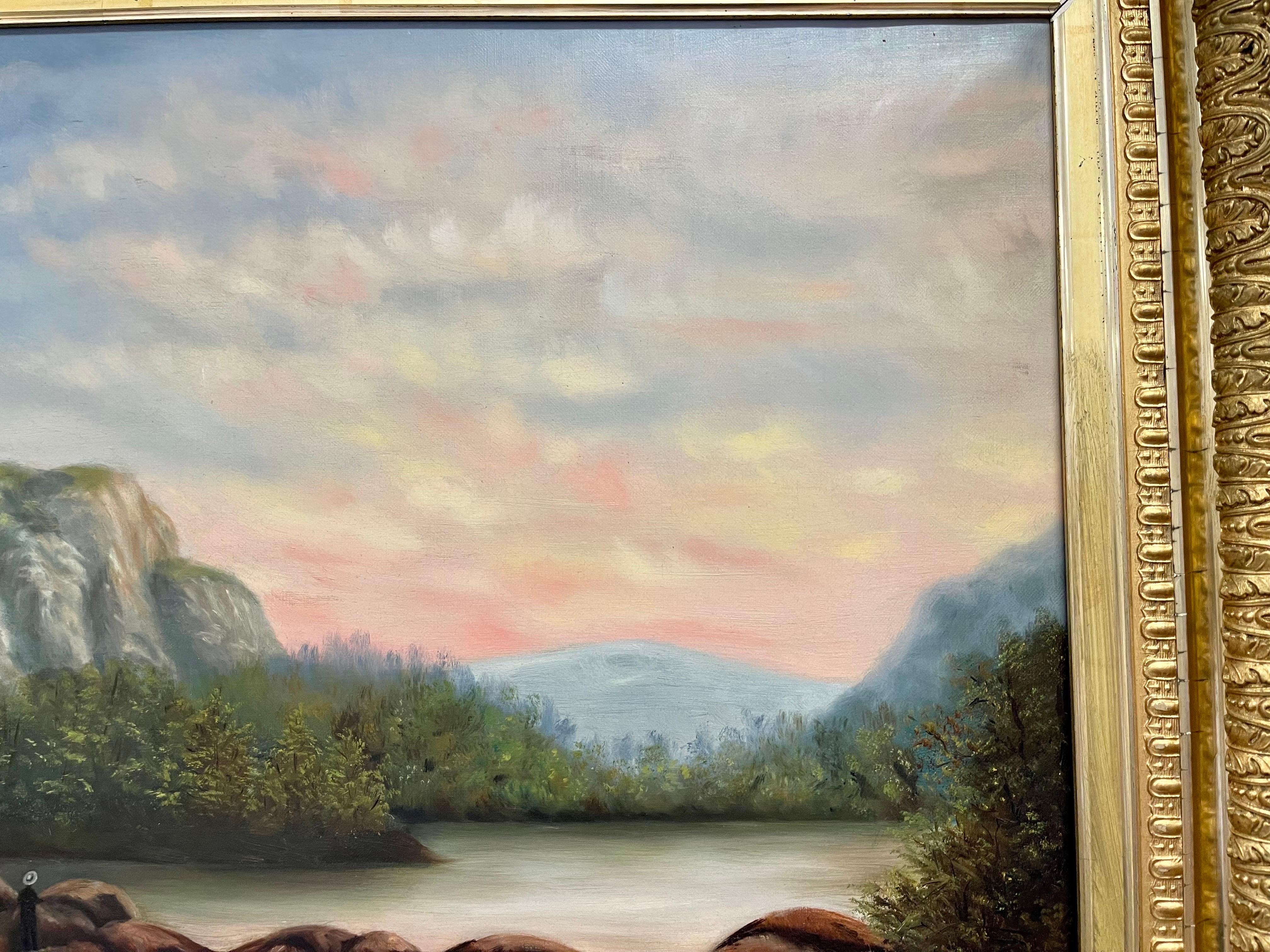 Canvas Original Hudson River School Oil Painting