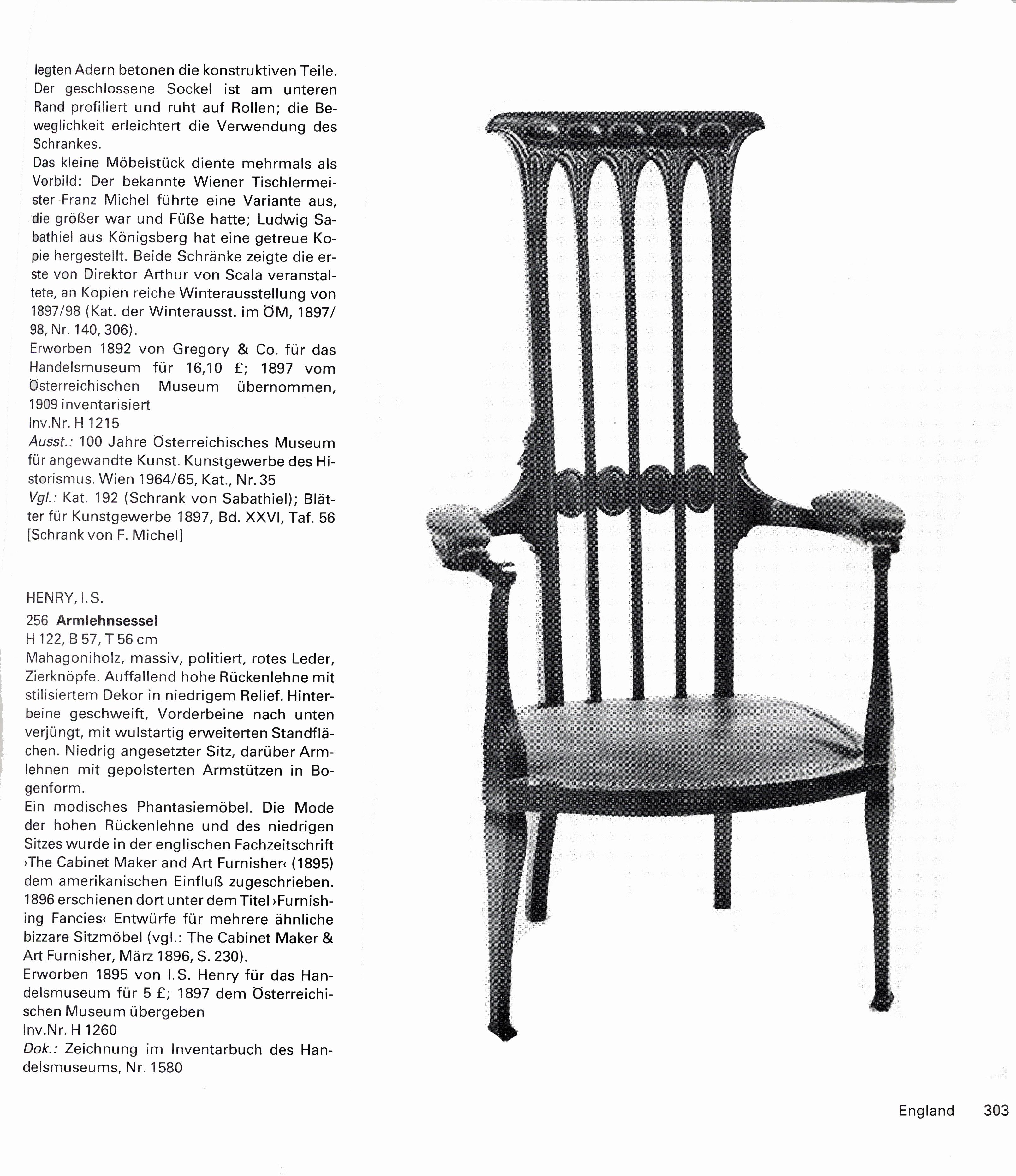 Original I. S. Henry Tall Back Chair London, 1895 5
