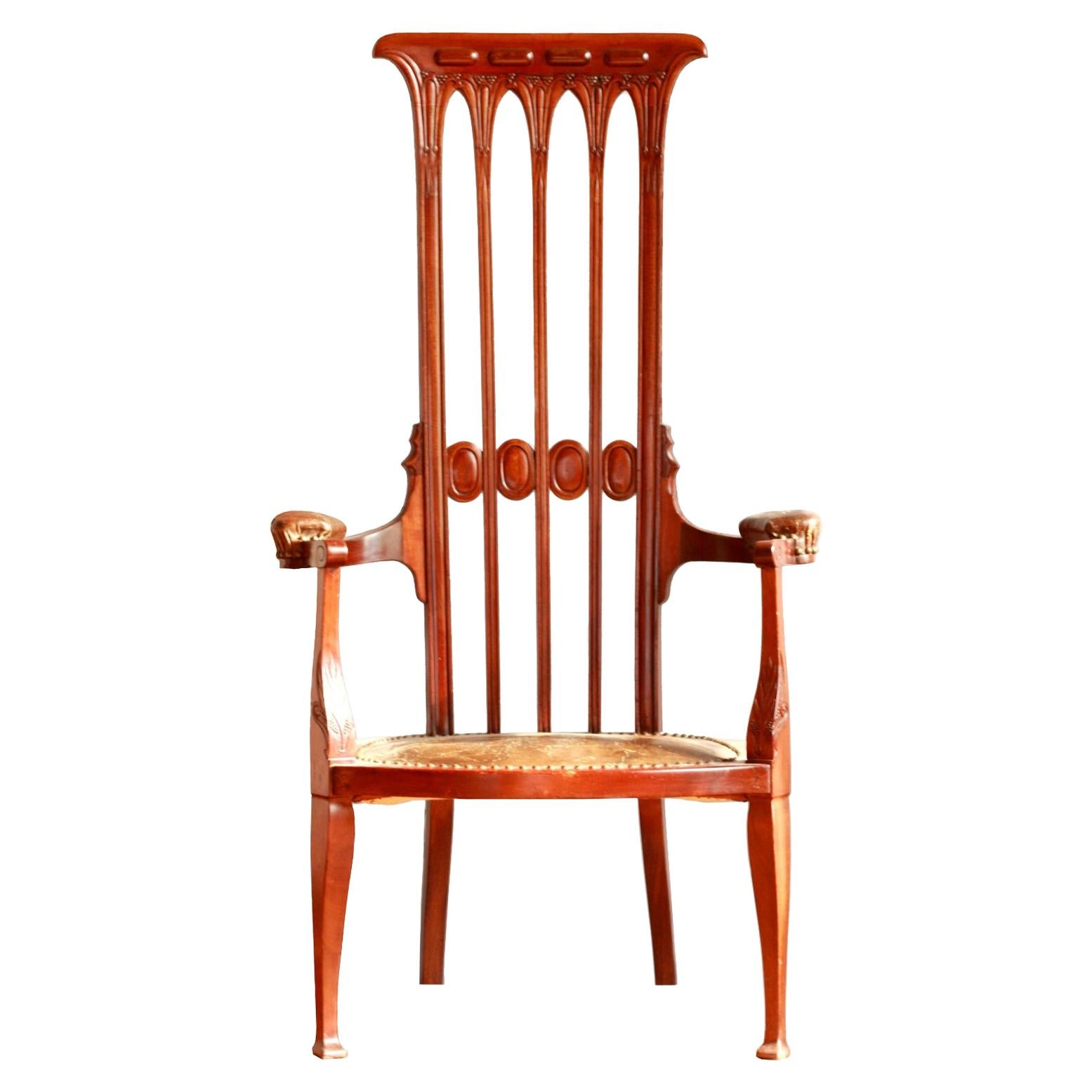 Original I. S. Henry Tall Back Chair London, 1895