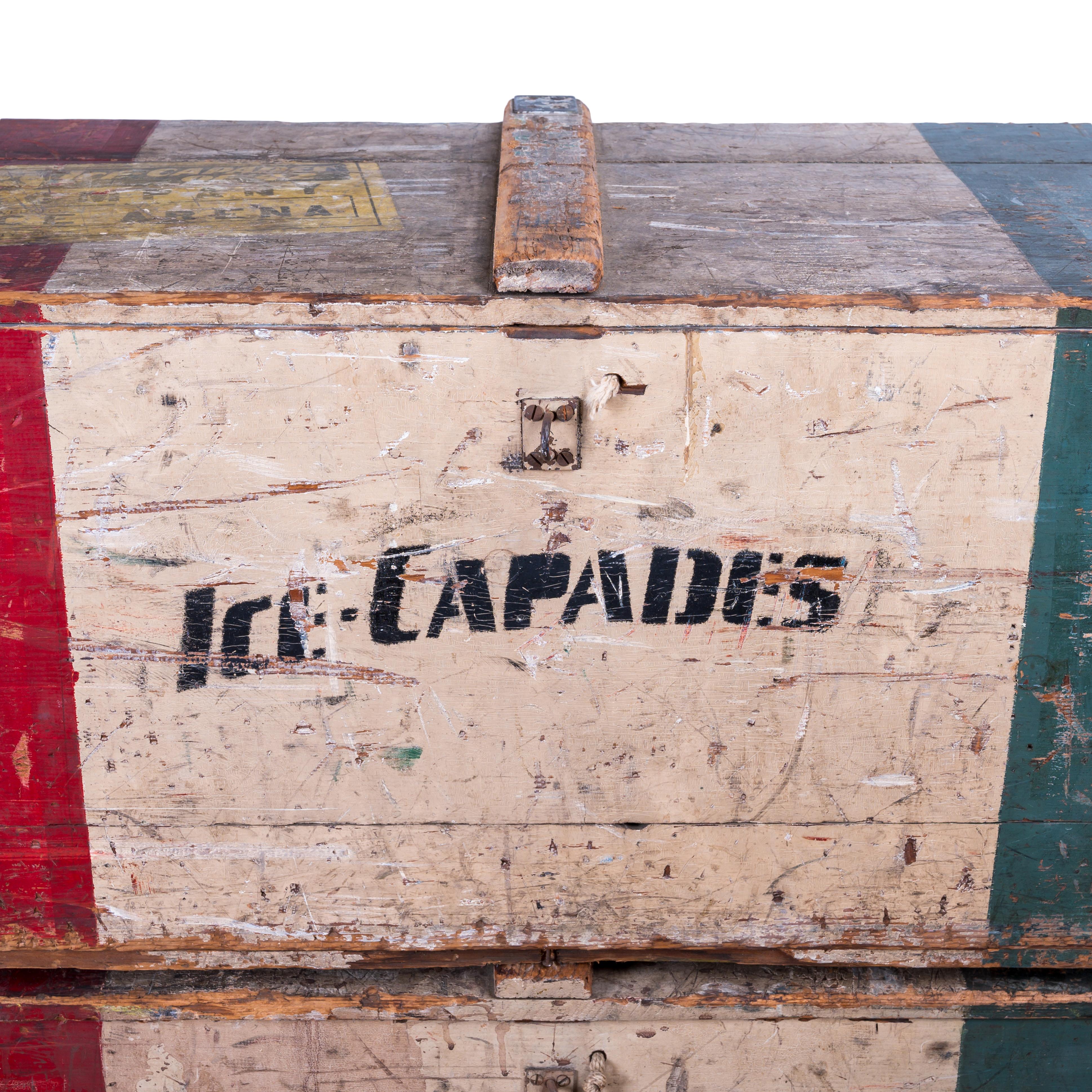 Original Ice Capades Travel Trunks, c.1940s In Good Condition For Sale In Savannah, GA