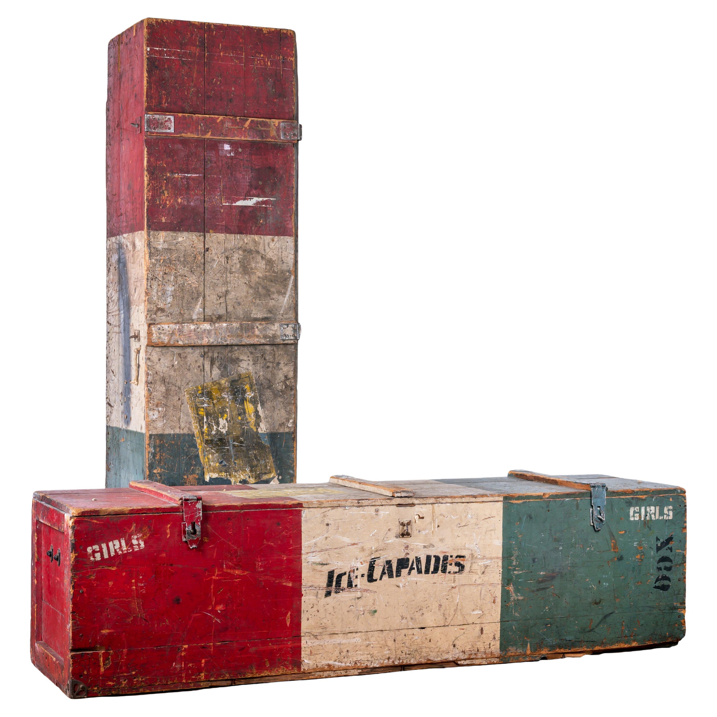 Original Ice Capades Travel Trunks, c.1940s For Sale