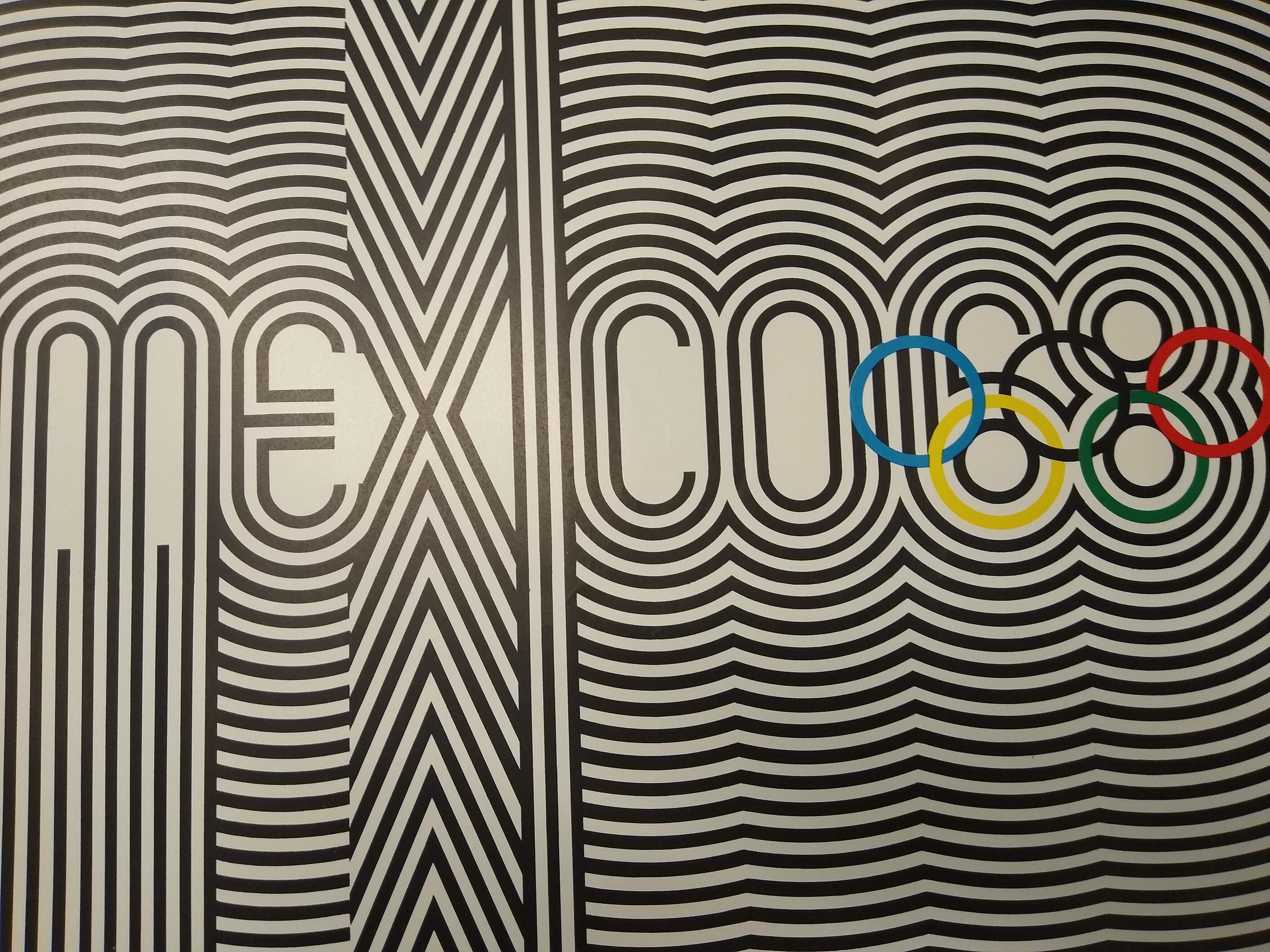 Originales ikonisches Op-Art-Poster, entworfen von Lanz Wyman für die Olympischen Spiele 68 in Mexiko  (Moderne) im Angebot