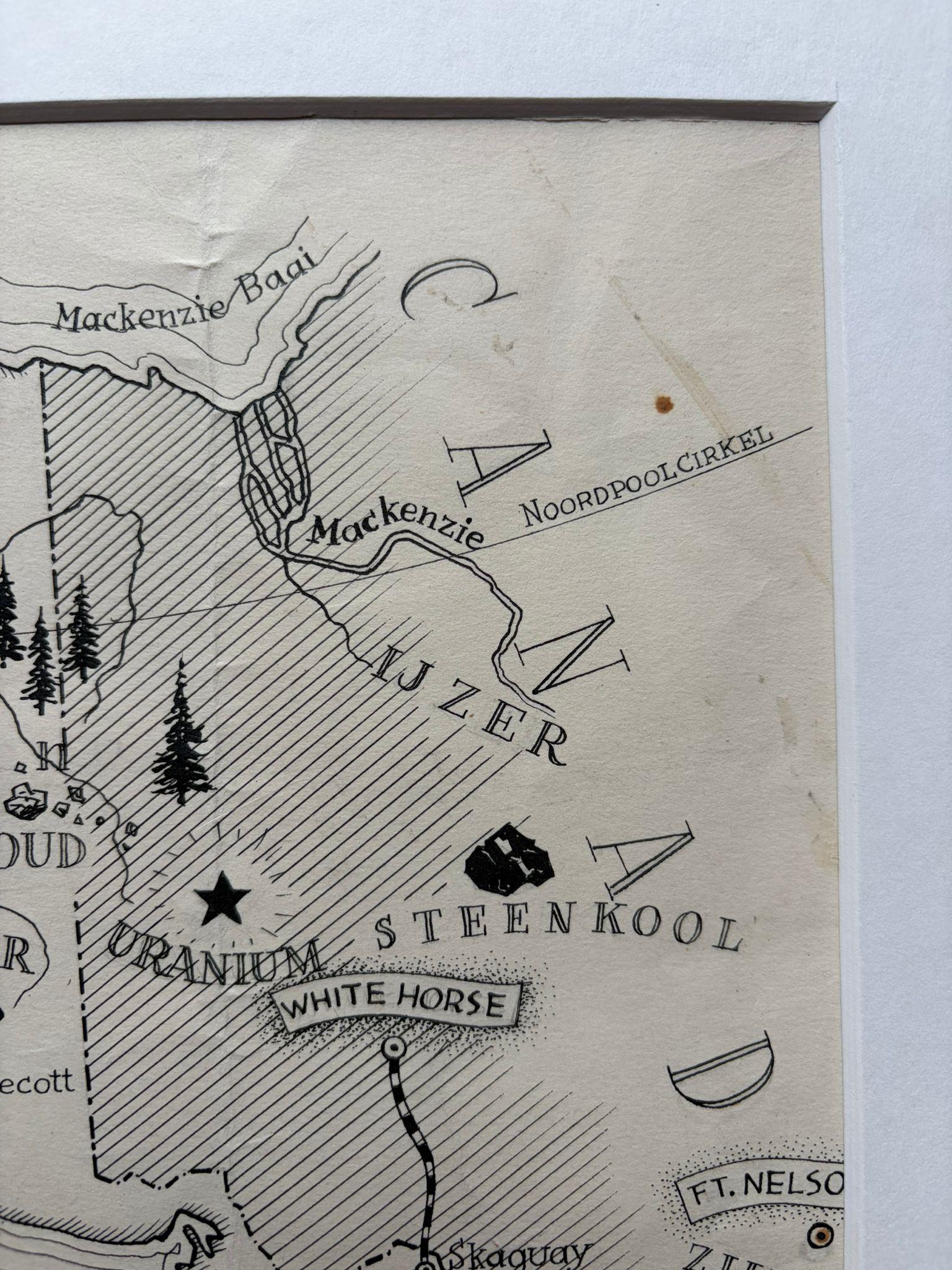 Illustration originale Carte de l'Alaska par Charles Burki, ca. 1945 - Dessin à l'encre en vente 3