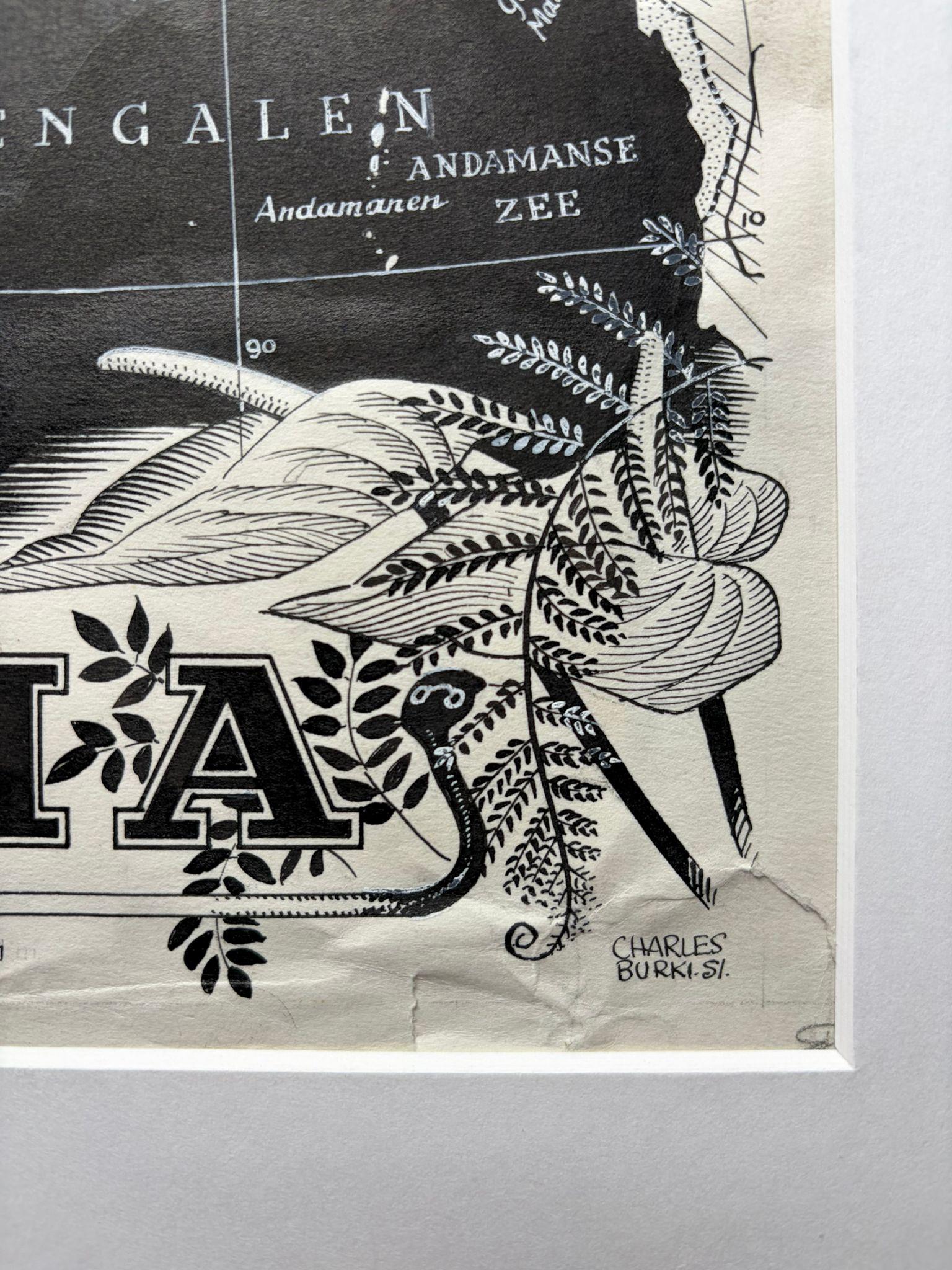 Illustration originale Carte de l'Inde par Charles Burki, 1951 - Dessin à l'encre

Illustration originale à la plume de l'Inde par l'artiste néerlandais Charles Burki (1909-1994), exécutée en 1951. Cette carte saisissante allie la précision