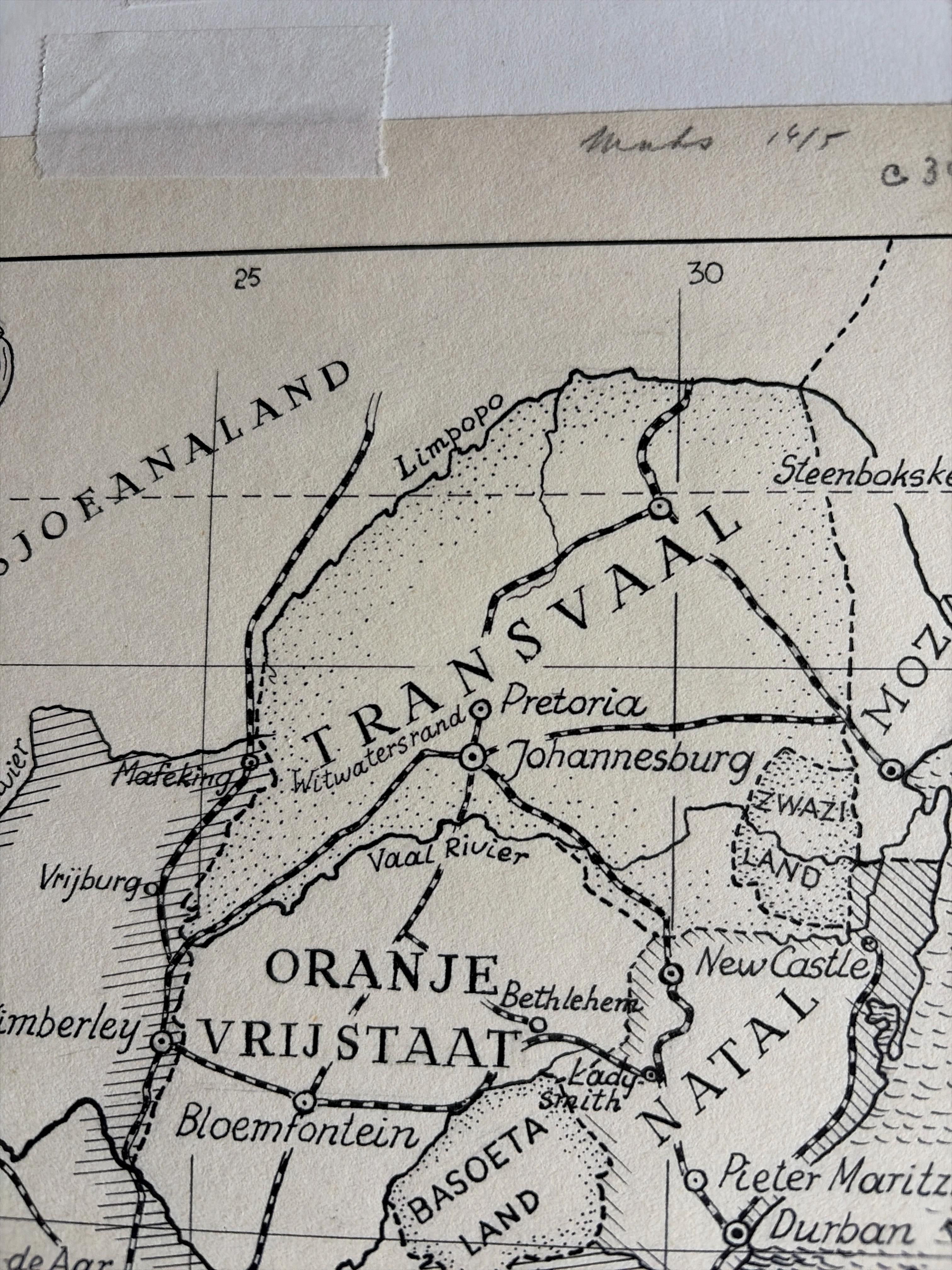 Illustration originale Carte de l'Afrique du Sud par Charles I.C., c.1945 - Dessin à l'encre en vente 2