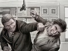 Original Illustration ‘The Office Fight’ by Charles Burki, 1973 – Gouache