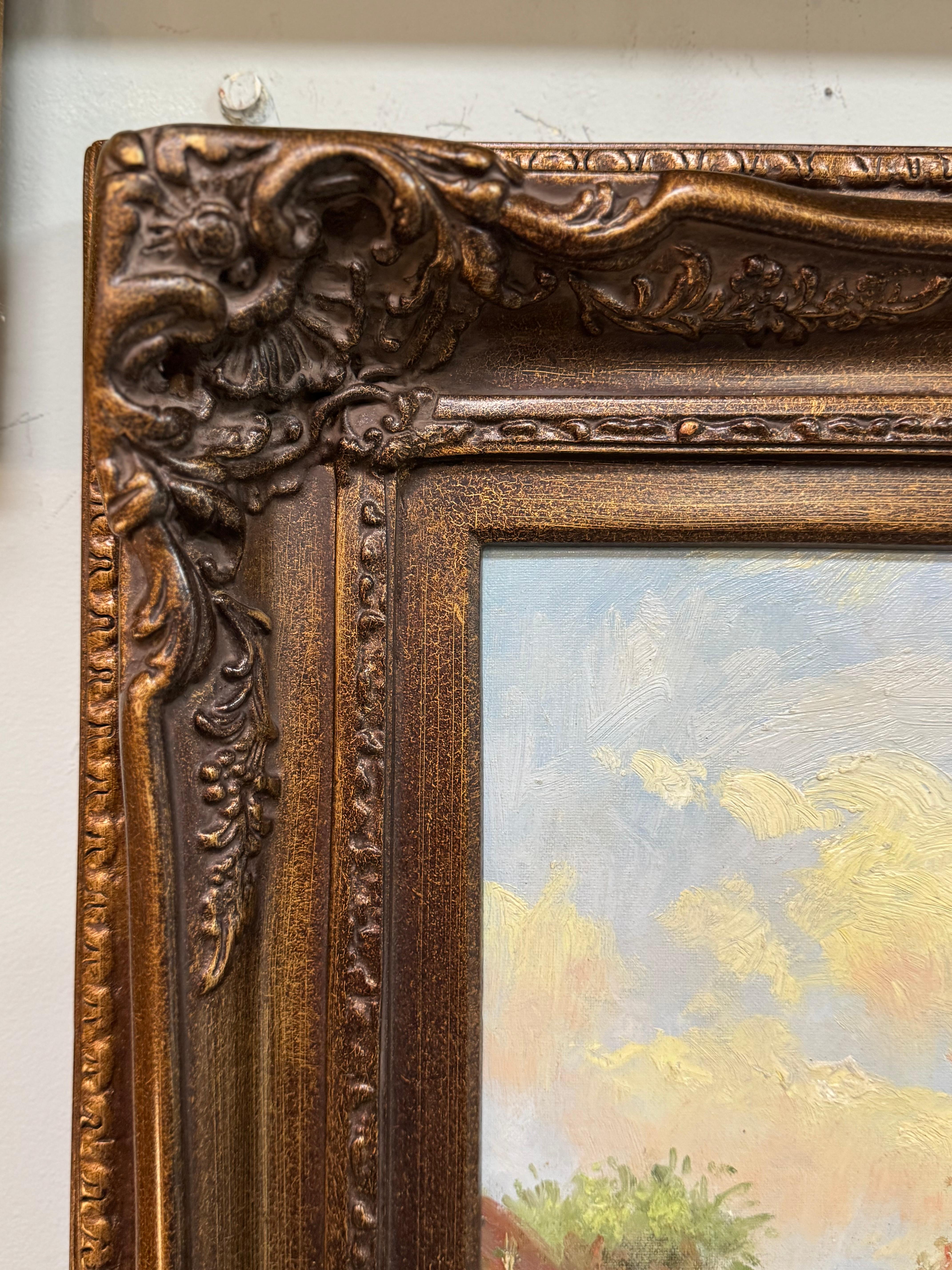 Impressionniste original  Peinture de paysage de cour en vente 4
