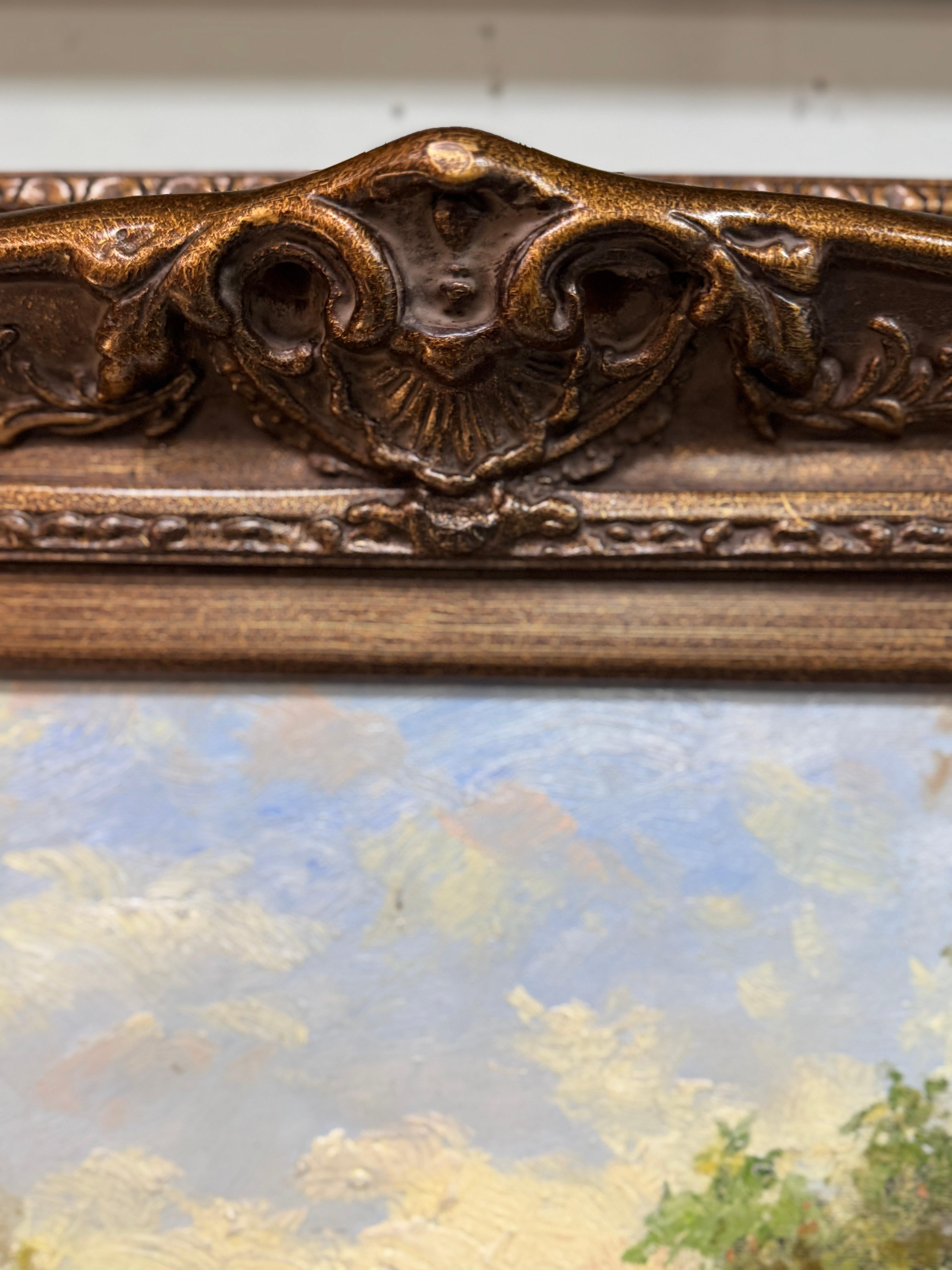 Impressionniste original  Peinture de paysage de cour en vente 5