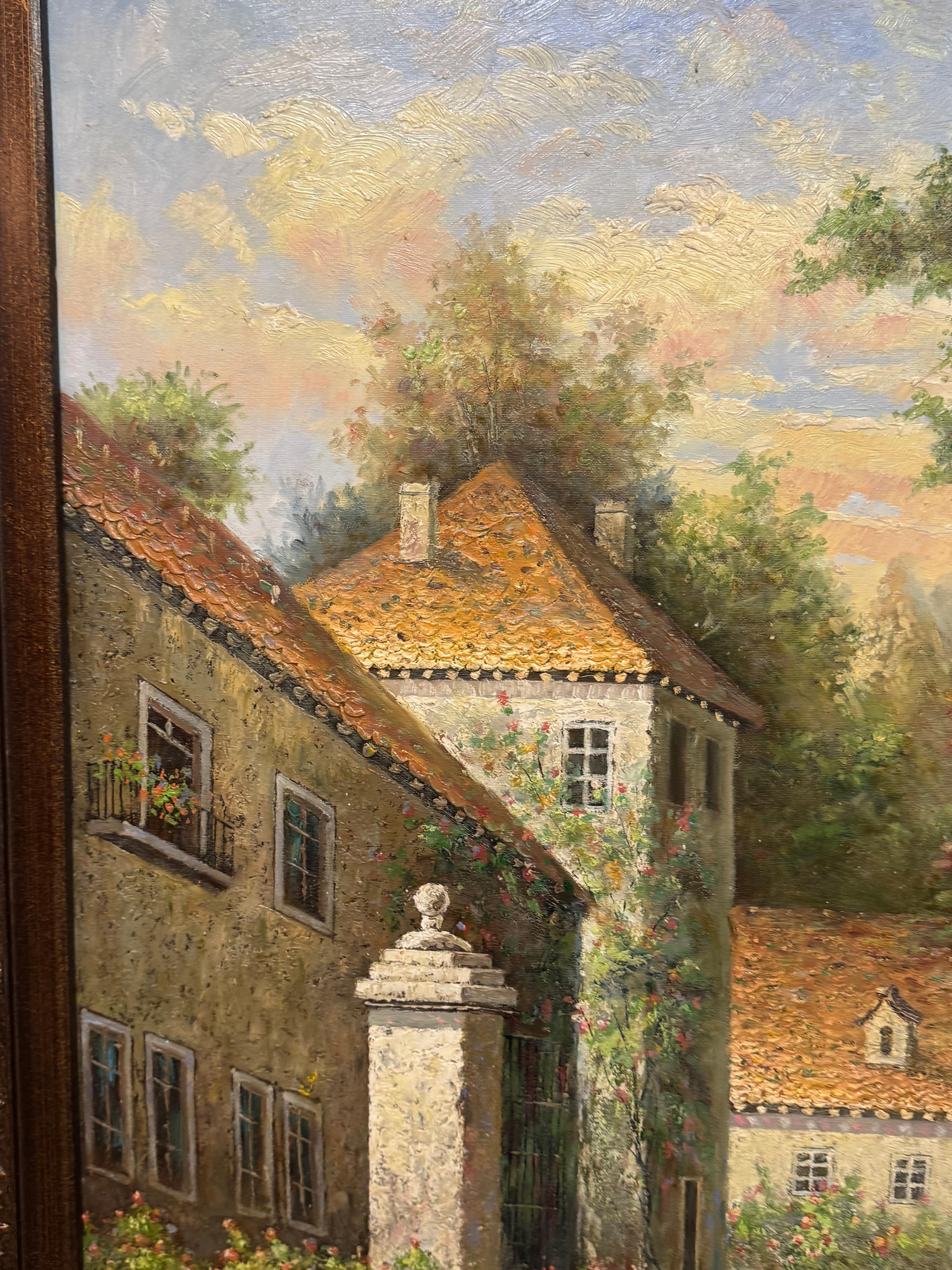 Impressionniste original  Peinture de paysage de cour Bon état - En vente à Birmingham, AL