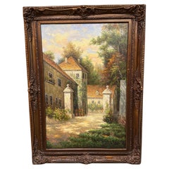 Originale impressionista  pittura del paesaggio del cortile