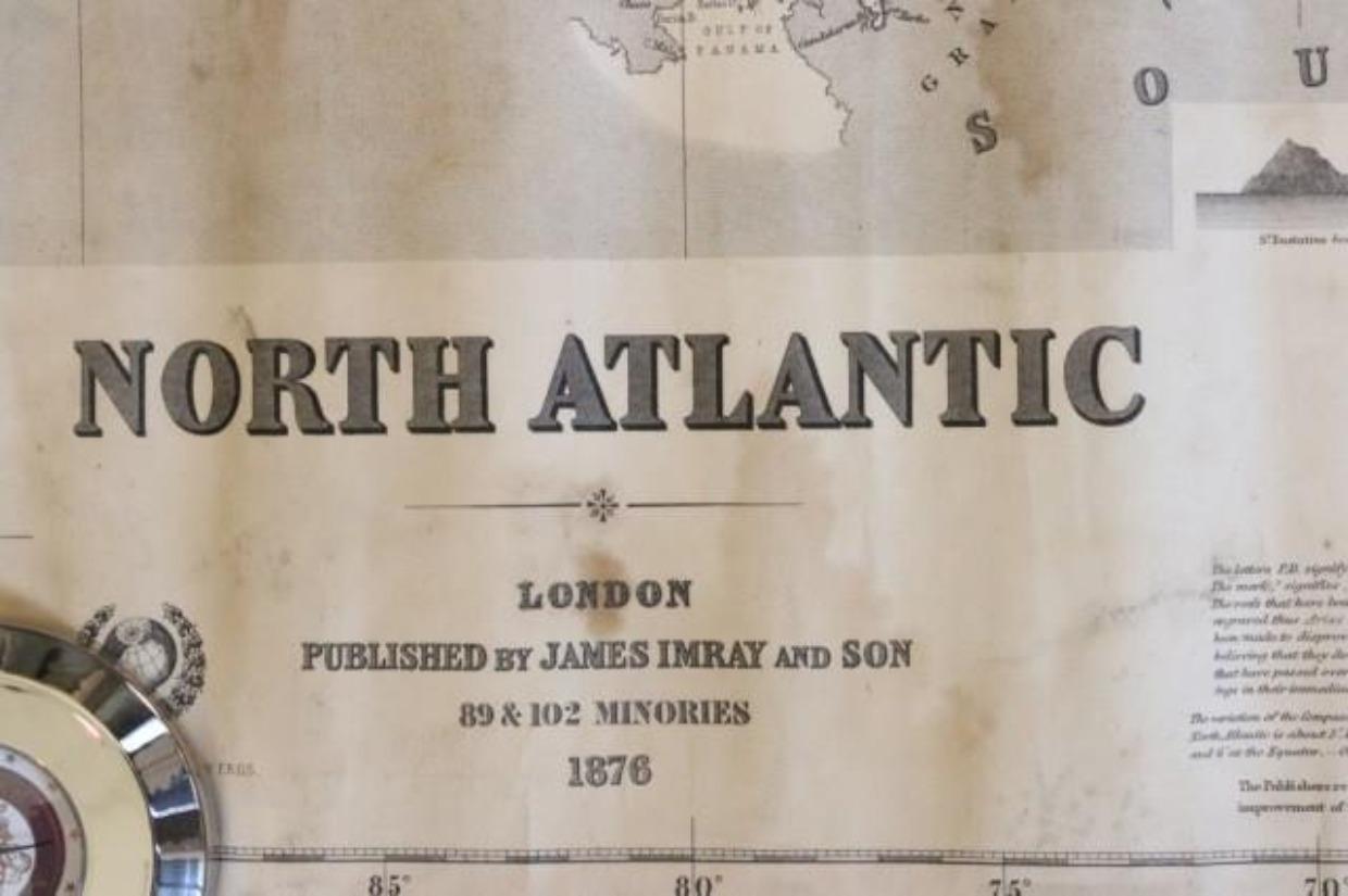 Late 19th Century Original Imray & Son Chart of North Atlantic, 1876 For Sale