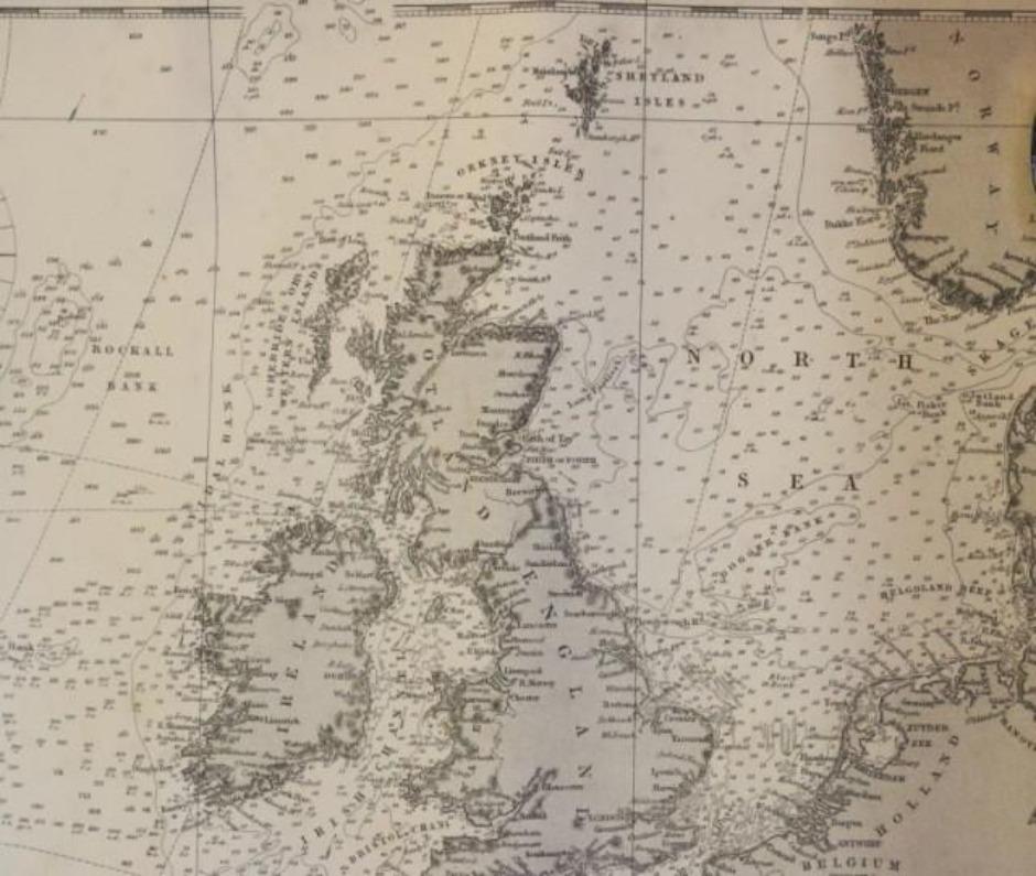 Paper Original Imray & Son Chart of North Atlantic, 1876 For Sale