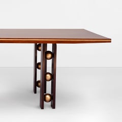 Original industrial, Geometric, bold, transitional, modern dining table, walnut